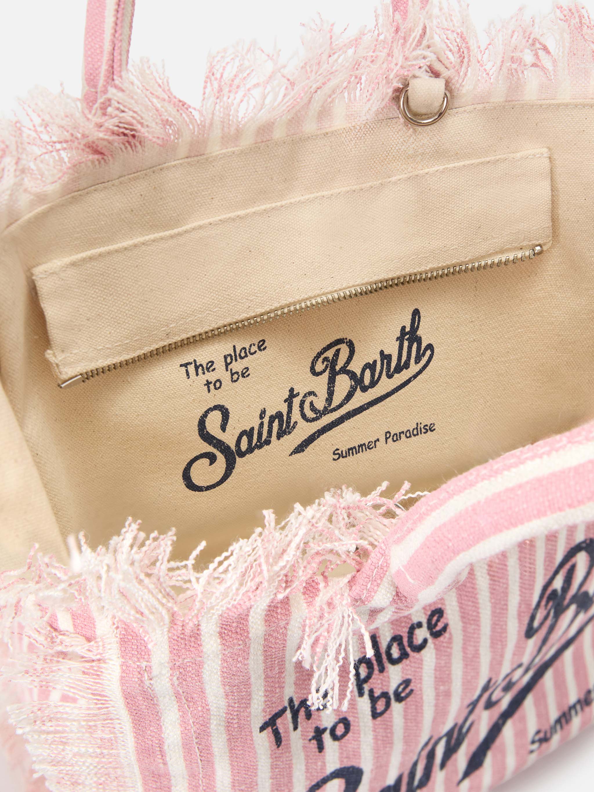 Borsa Colette in lino a righe rosa e bianche - Image 4