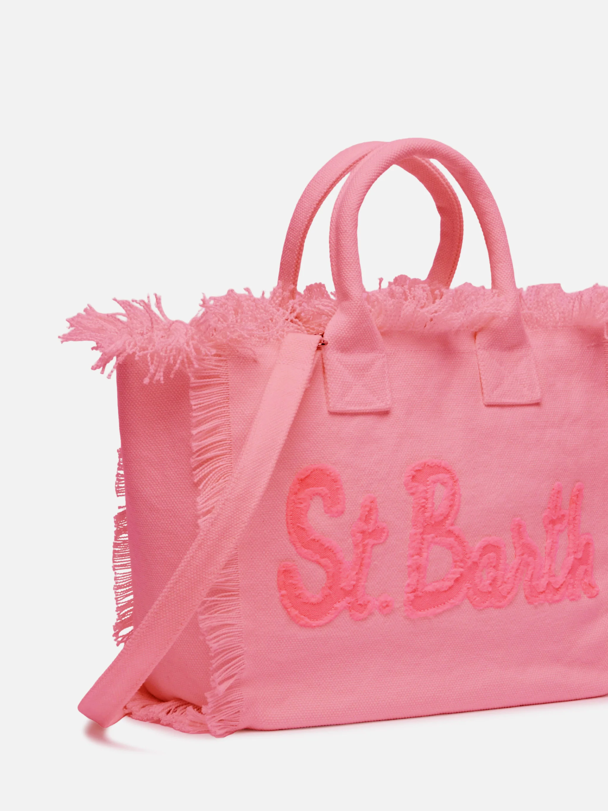 Borsa Colette in canvas di cotone rosa con logo patch - Image 2