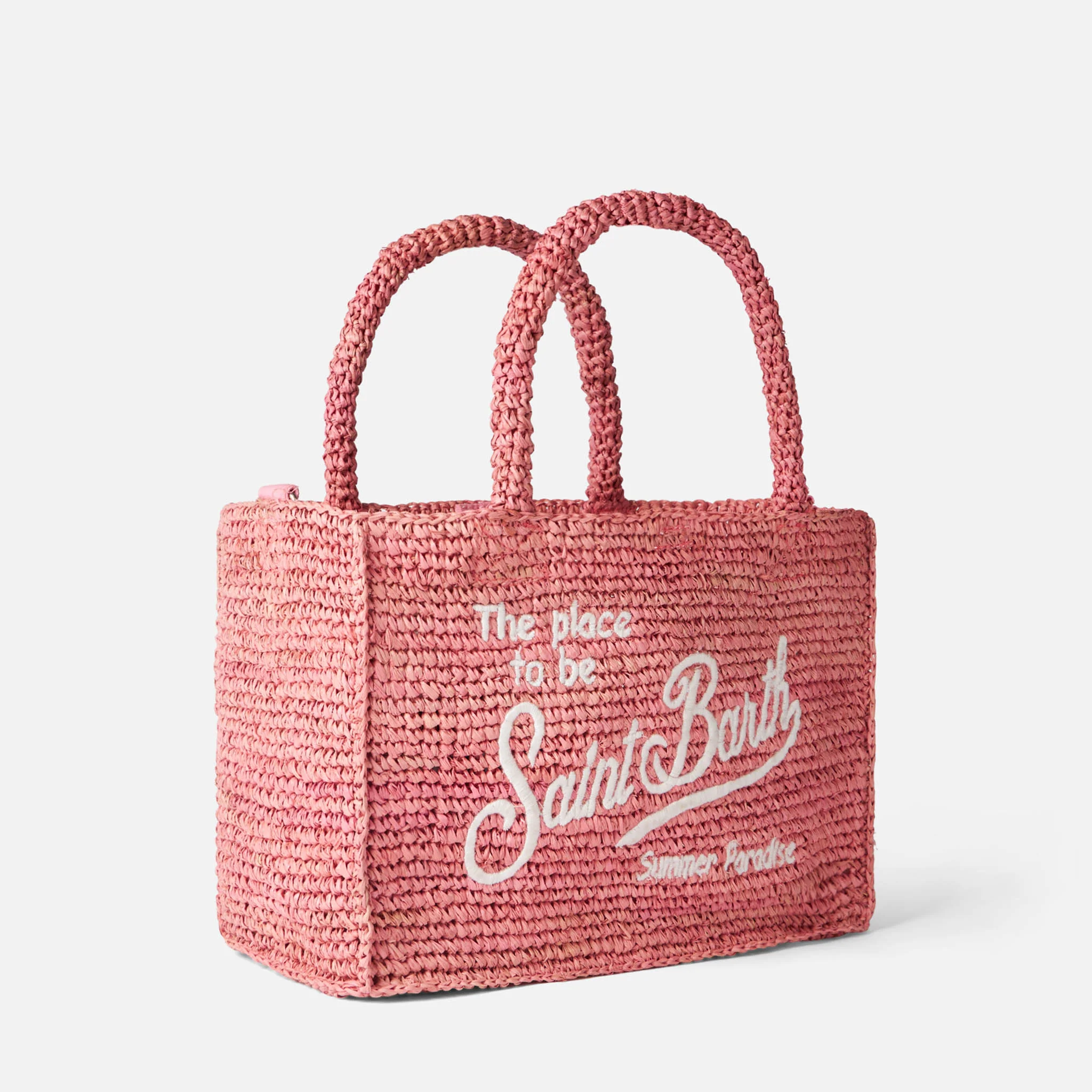 Borsa Colette in rafia rosa con ricamo Saint Barth - Image 4