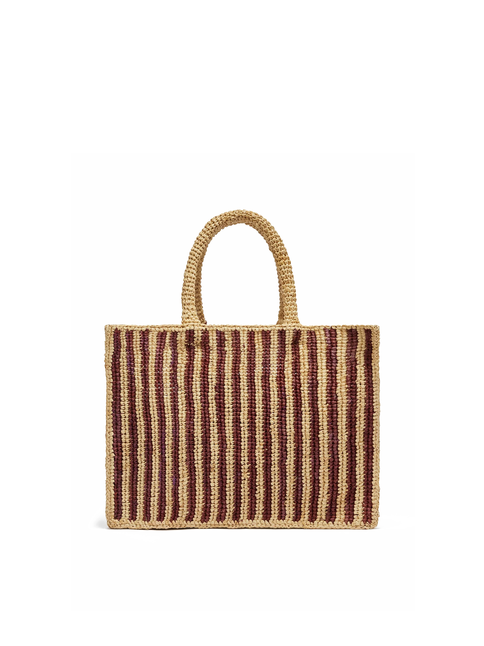 Borsa Colette in rafia a righe marroni con logo ricamato - Image 5