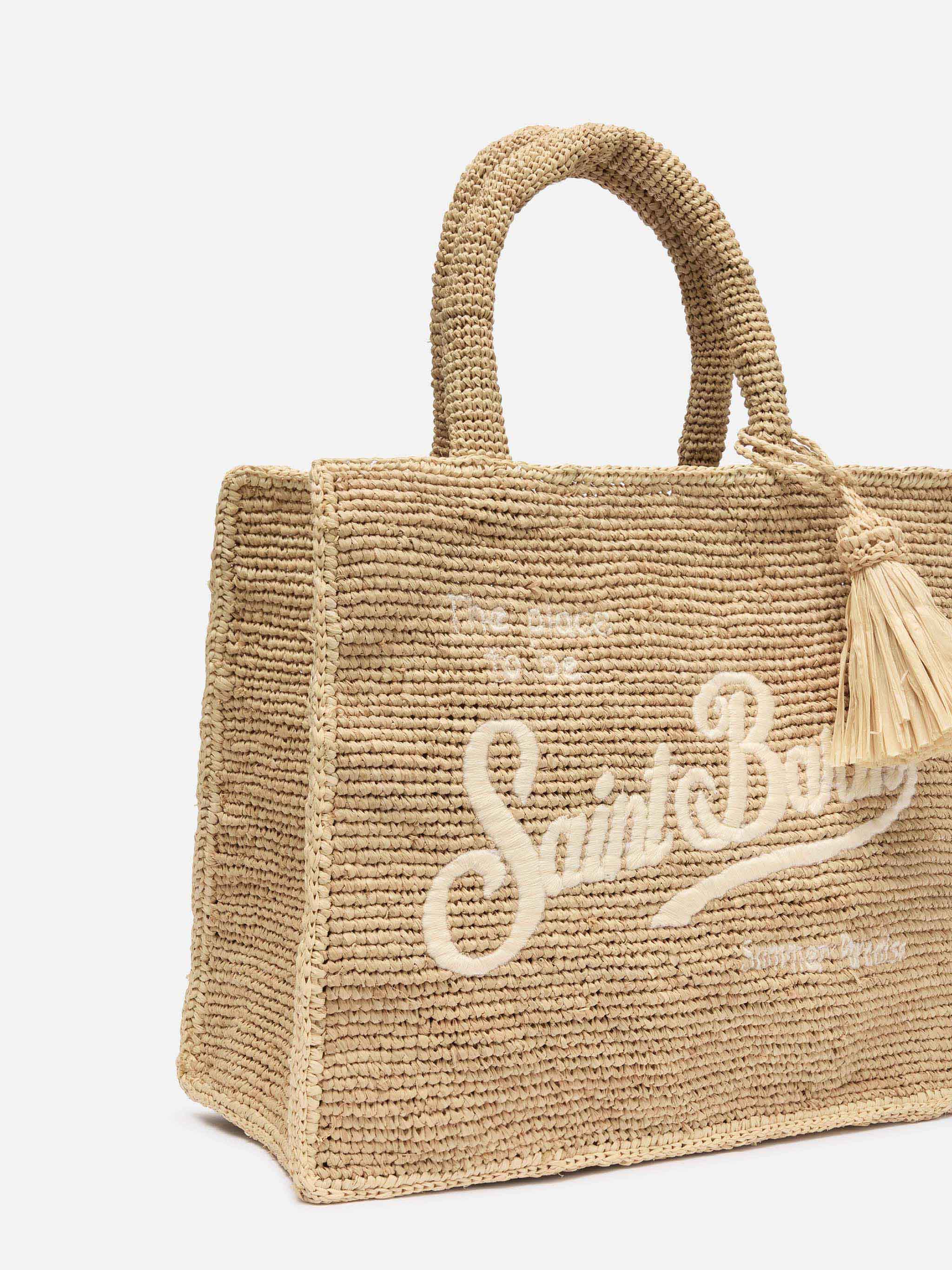 Borsa Colette in rafia con logo ricamato - Image 3