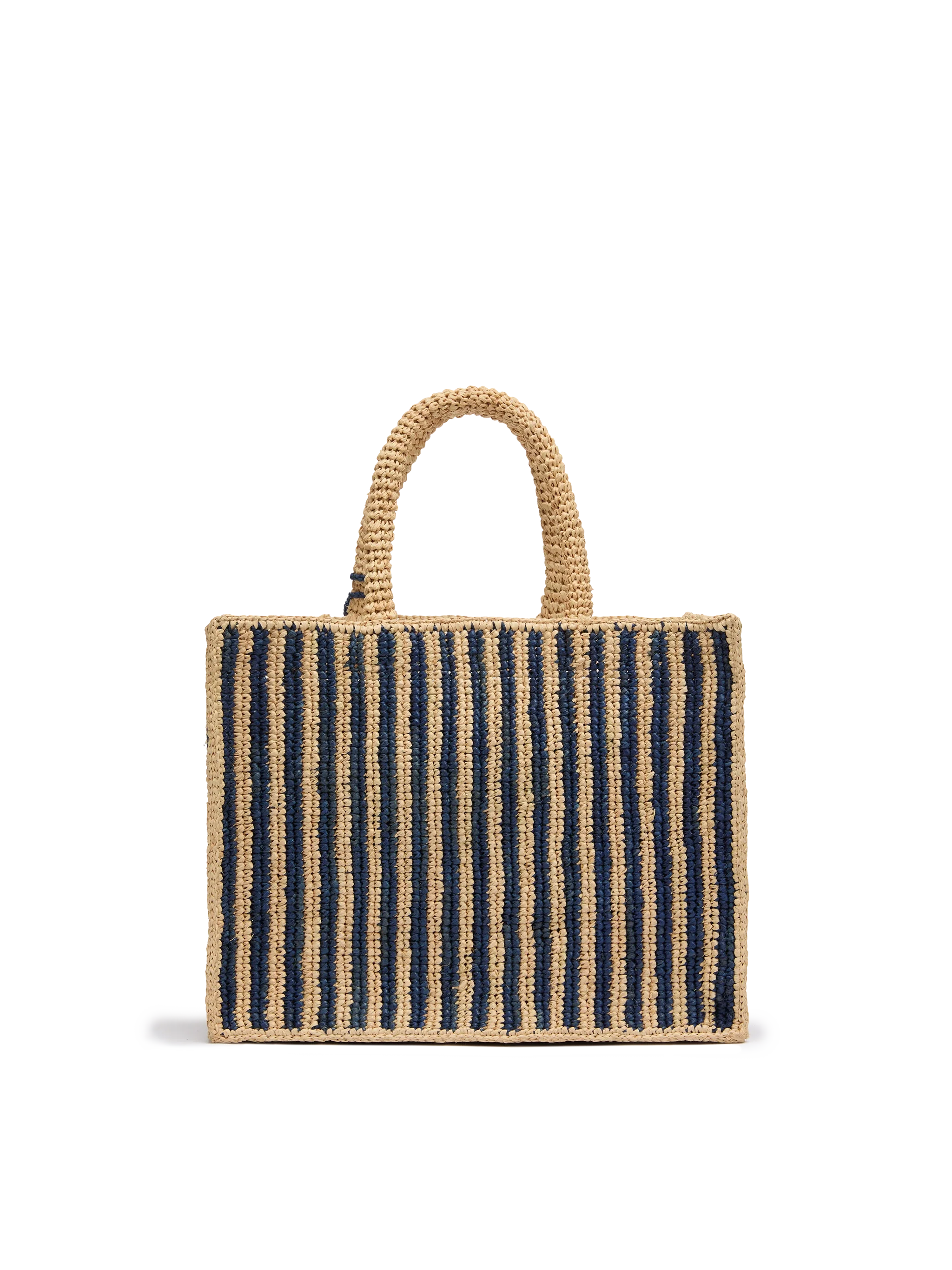 Borsa Colette in rafia a righe blu navy con logo ricamato - Image 5
