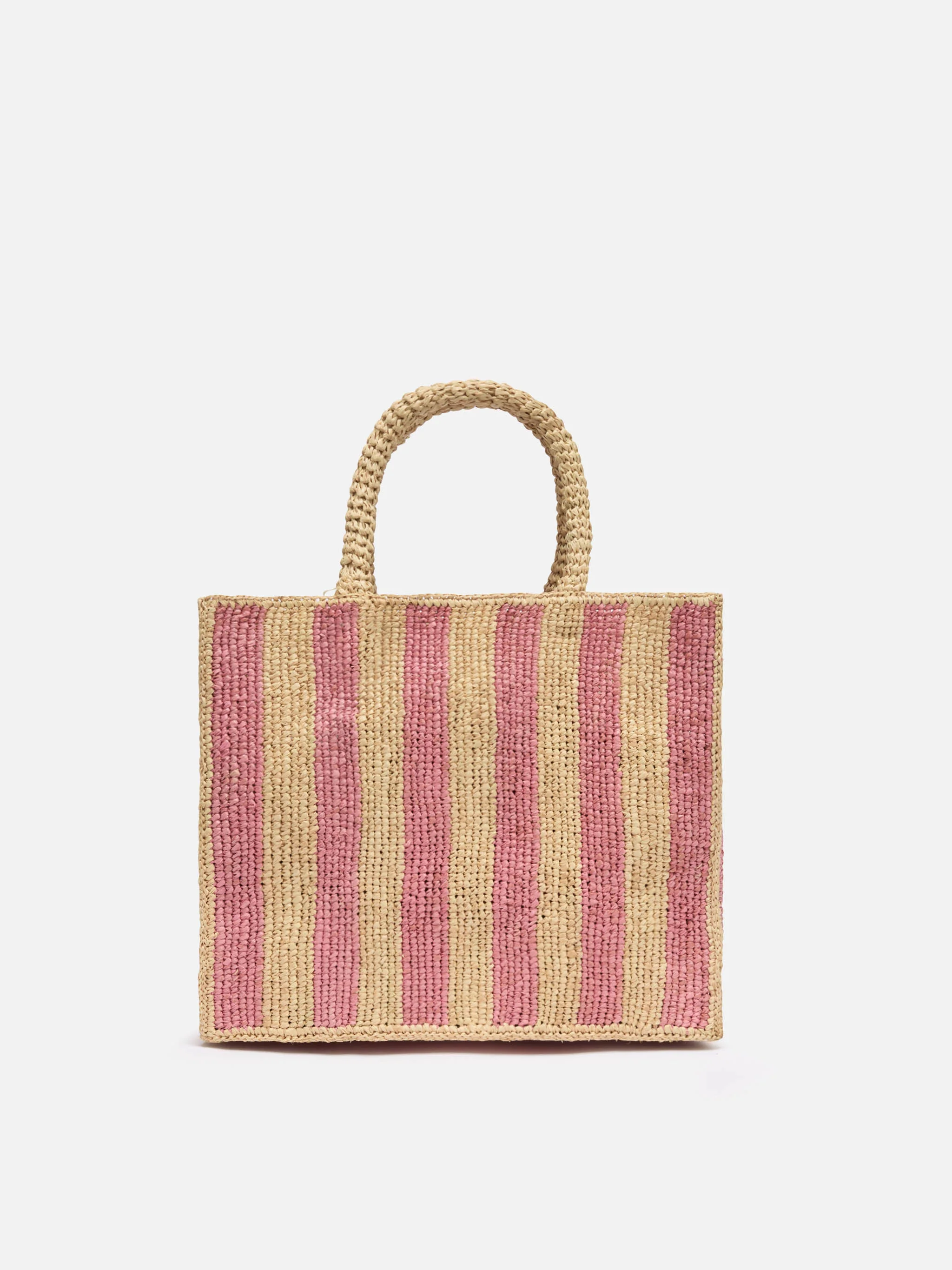 Borsa Colette in rafia a righe rosa con logo ricamato - Image 4