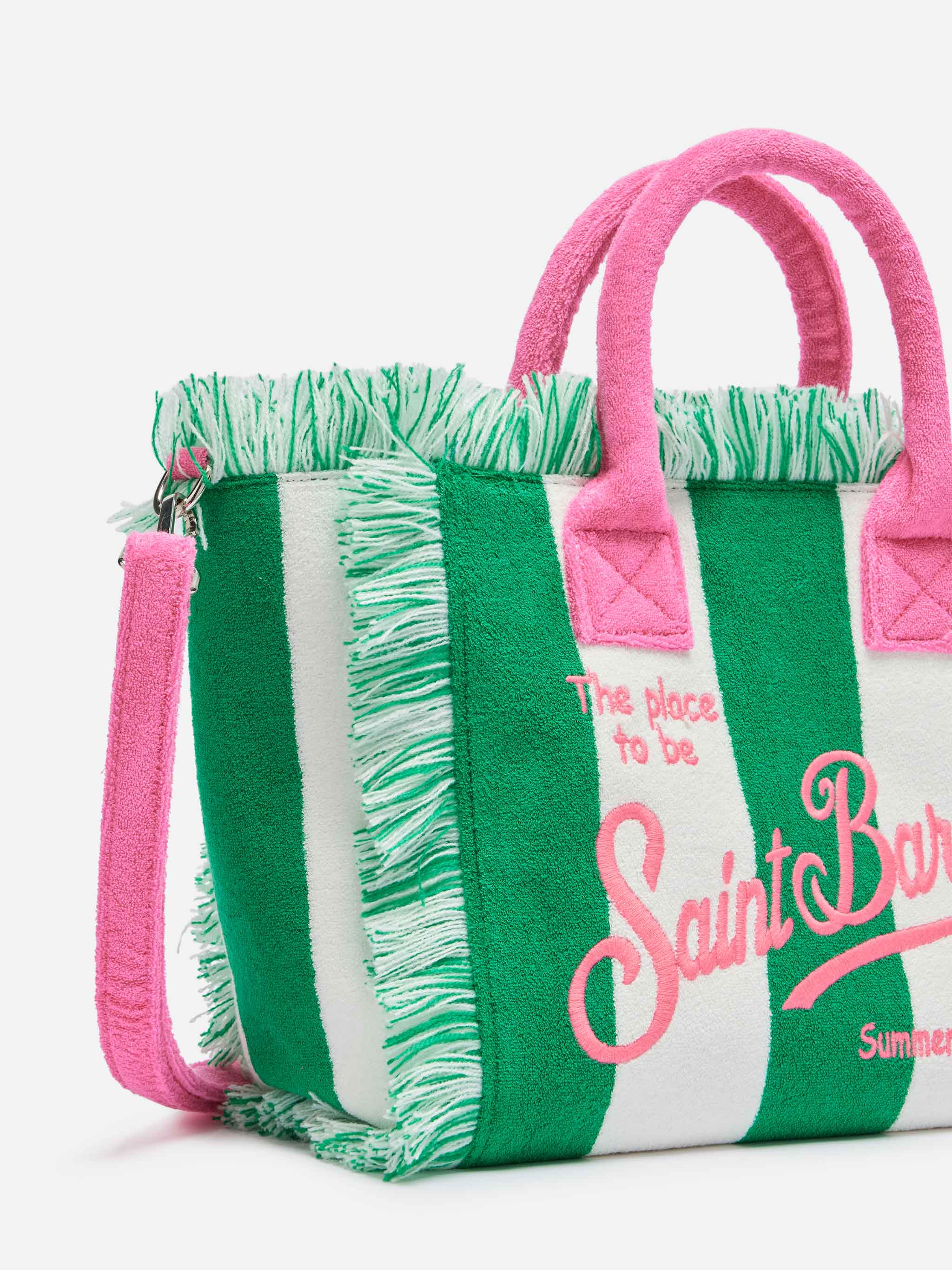 Borsa Colette in spugna verde con stampa a righe verdi - Image 3