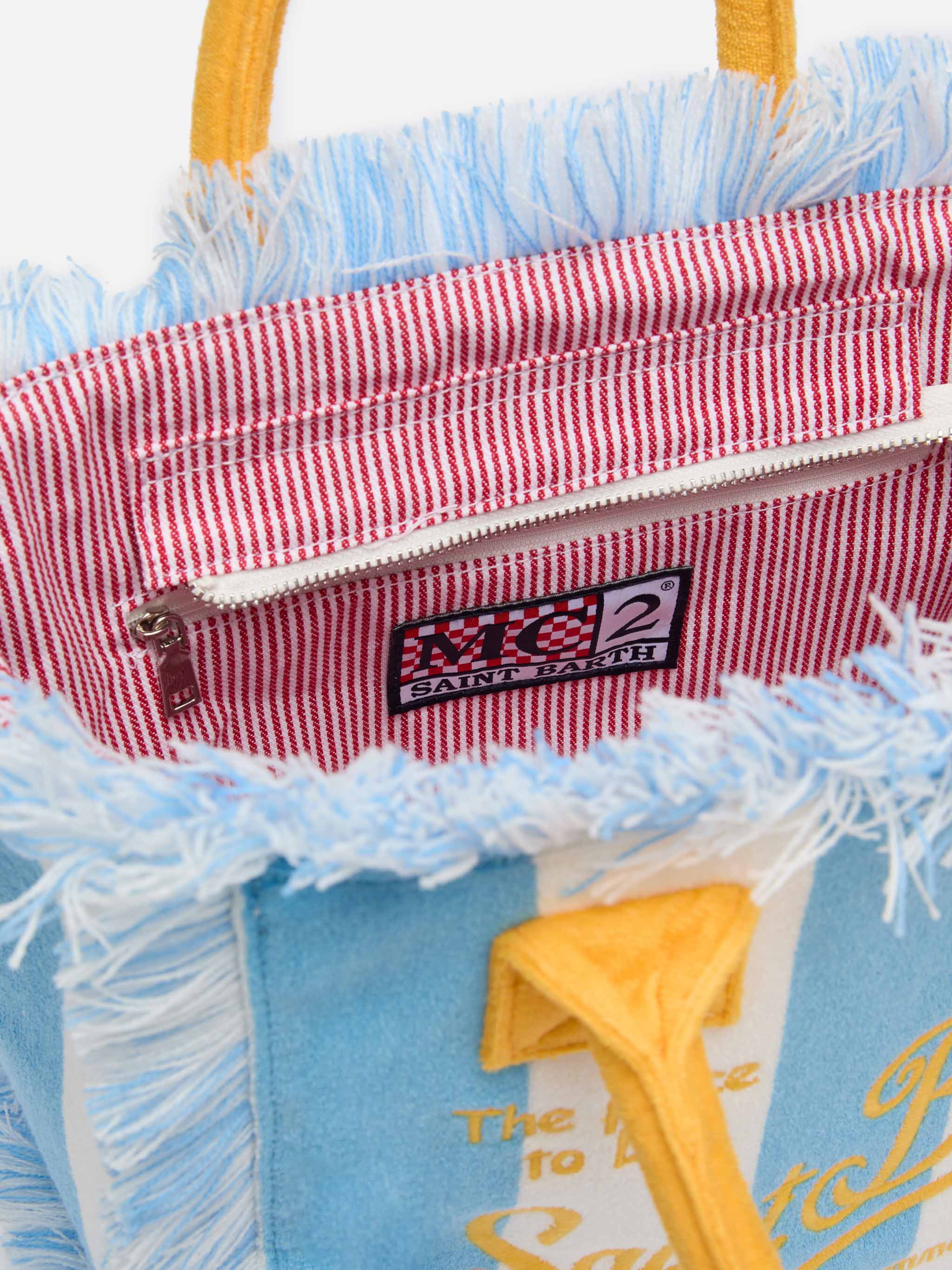 Borsa Colette in spugna azzurra con stampa a righe azzurre - Image 6