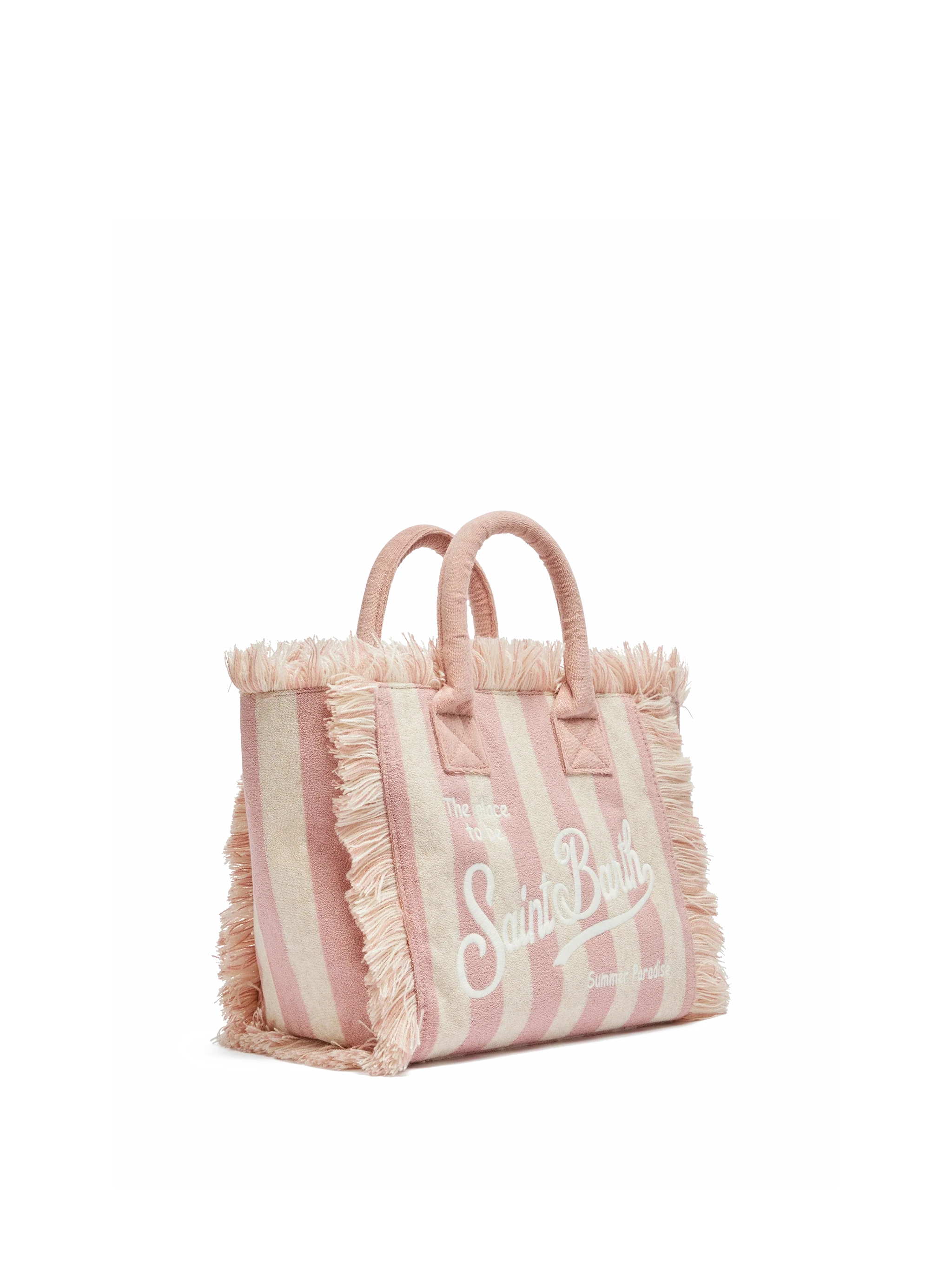 Borsa Colette in spugna rosa chiaro con stampa a righe rosa - Image 4