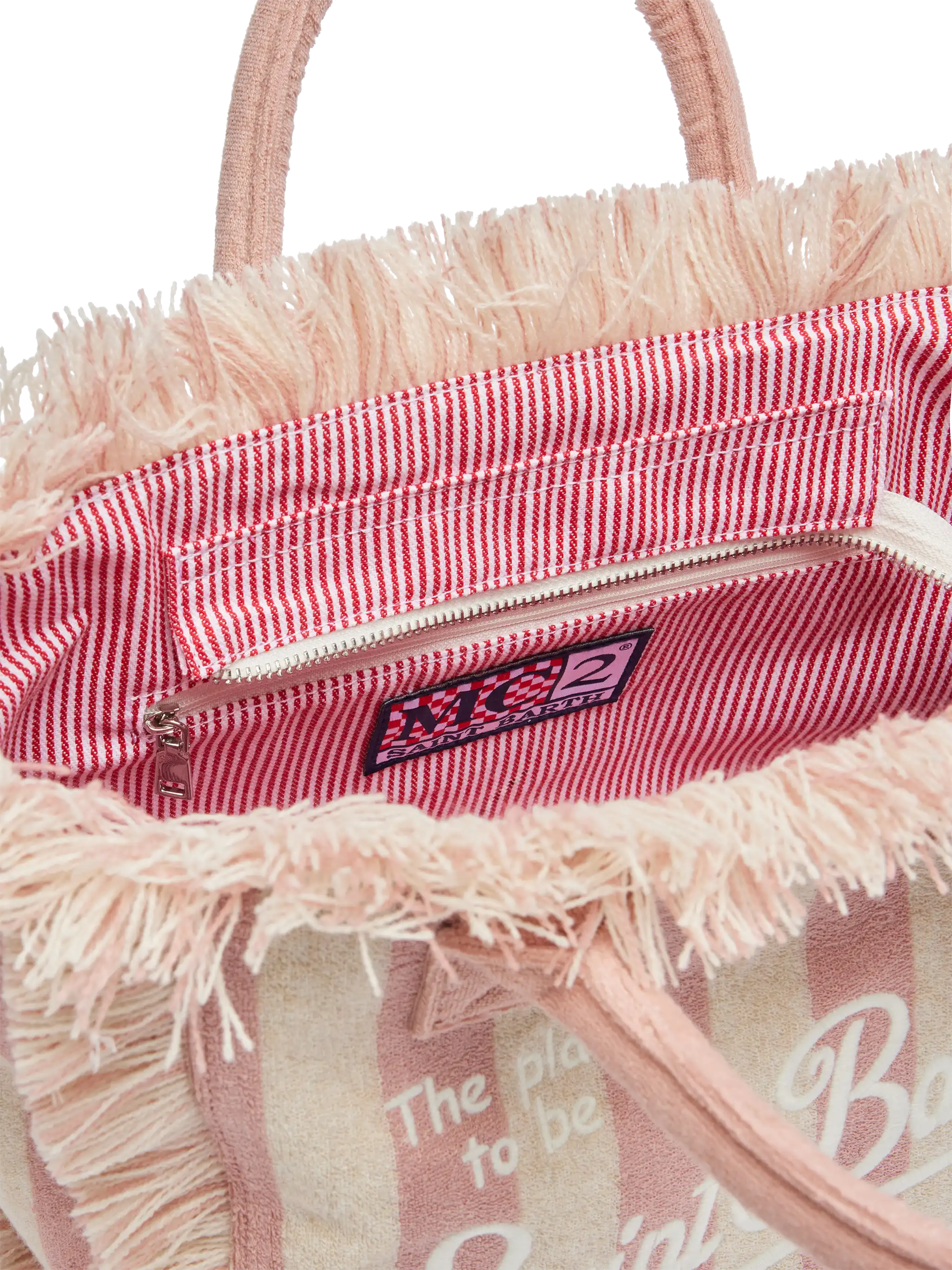 Borsa Colette in spugna rosa chiaro con stampa a righe rosa - Image 6
