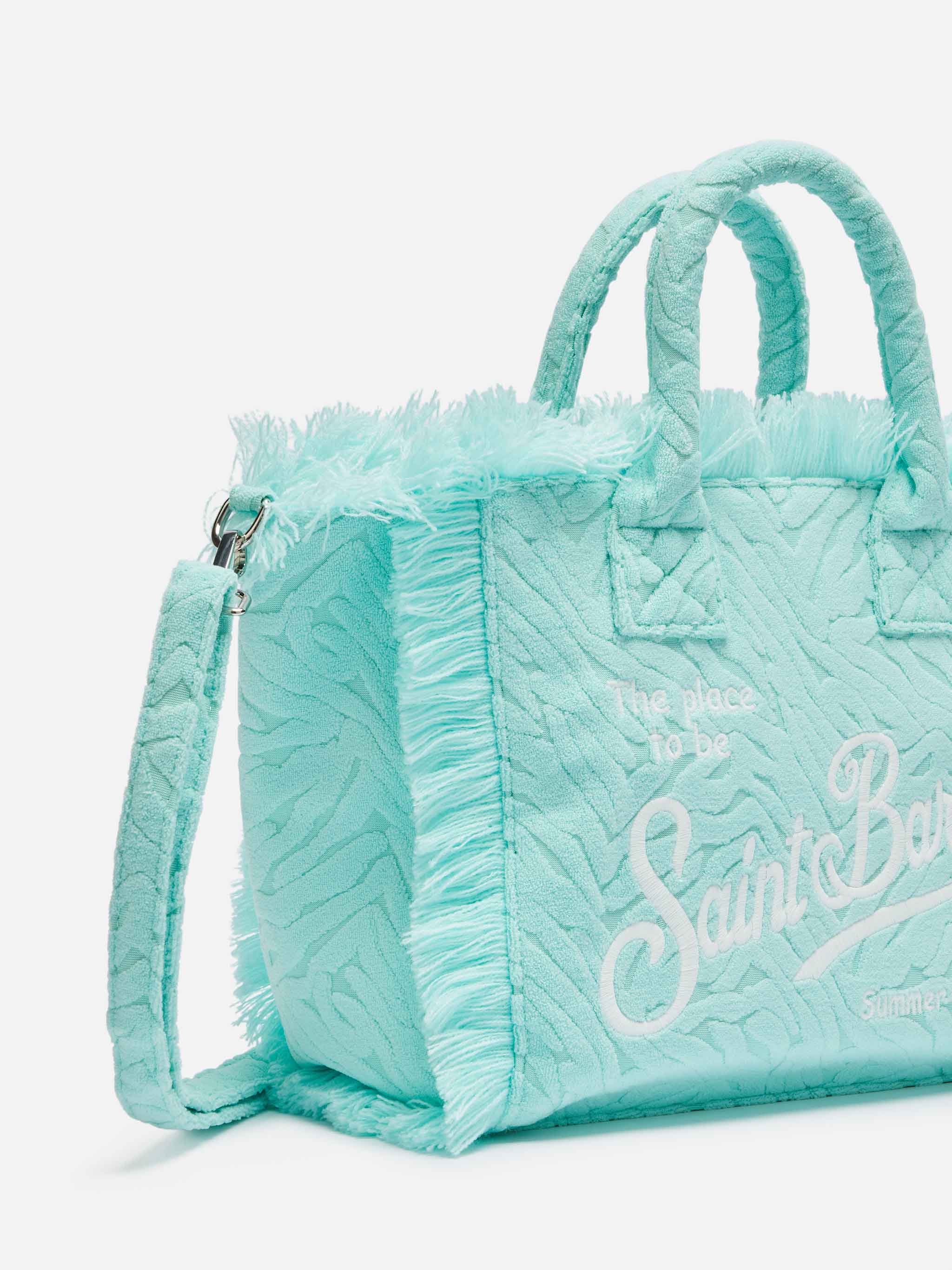 Borsa Colette in spugna verde acqua con stampa zebrata in rilievo - Image 3