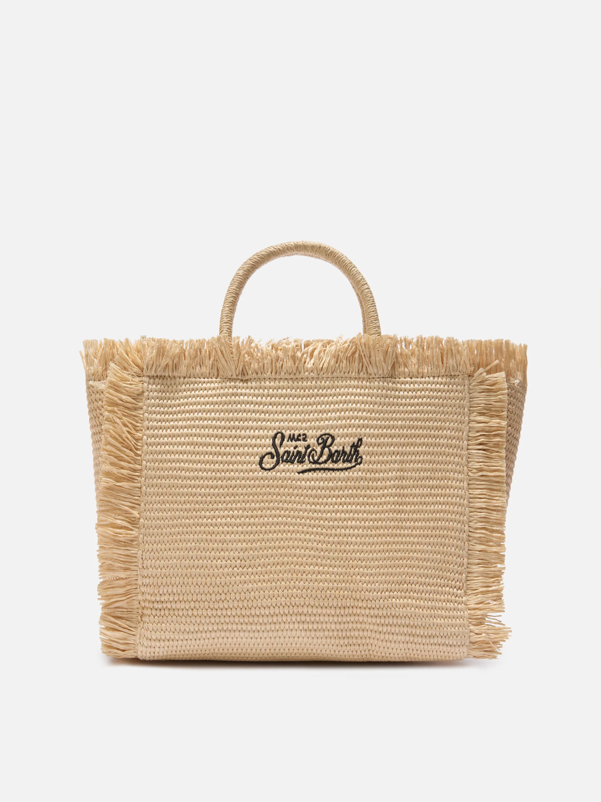 Borsa Colette effetto paglia con logo ricamato nero - Image 4