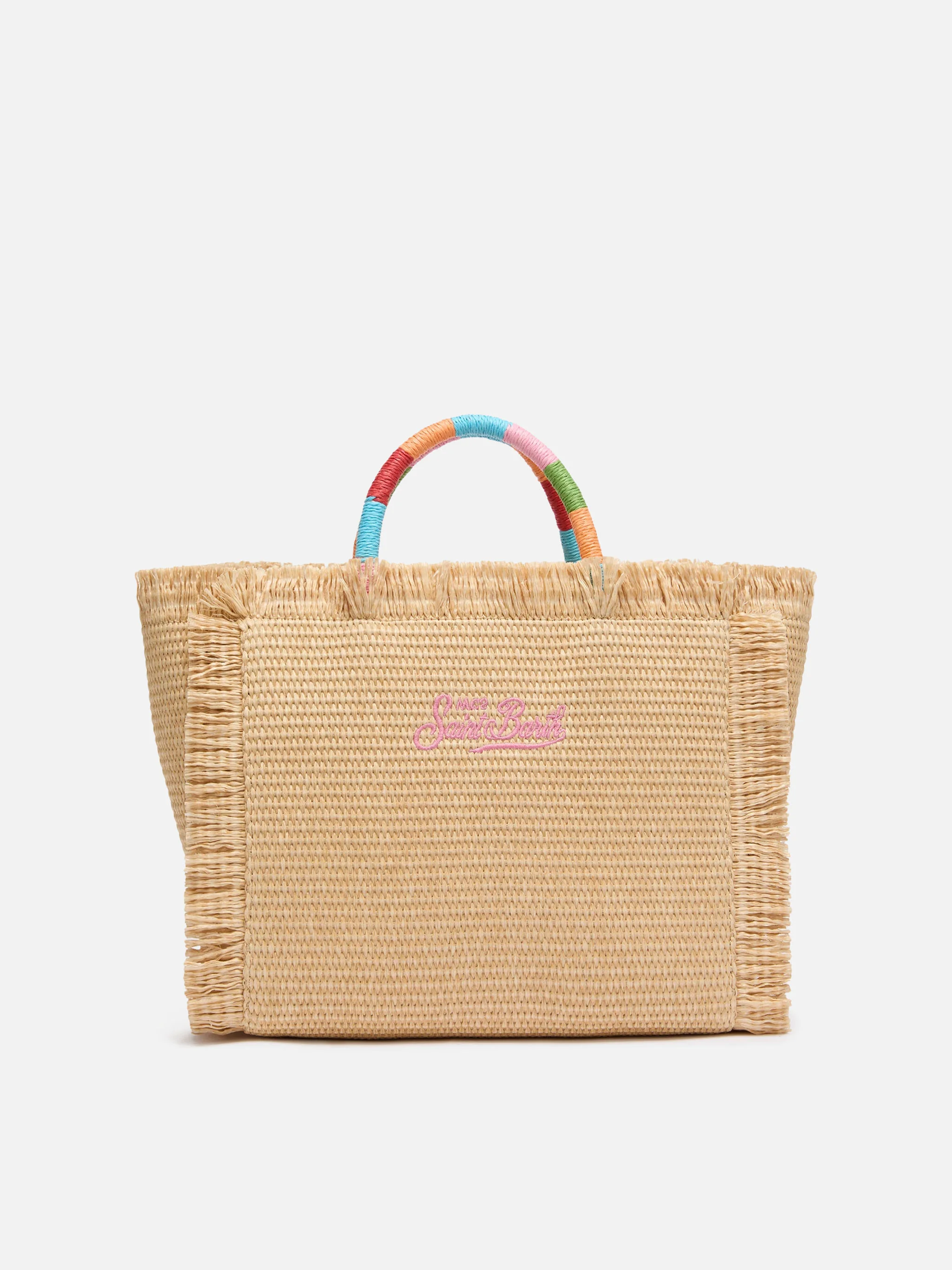 Borsa Colette effetto paglia con logo ricamato multicolore - Image 4