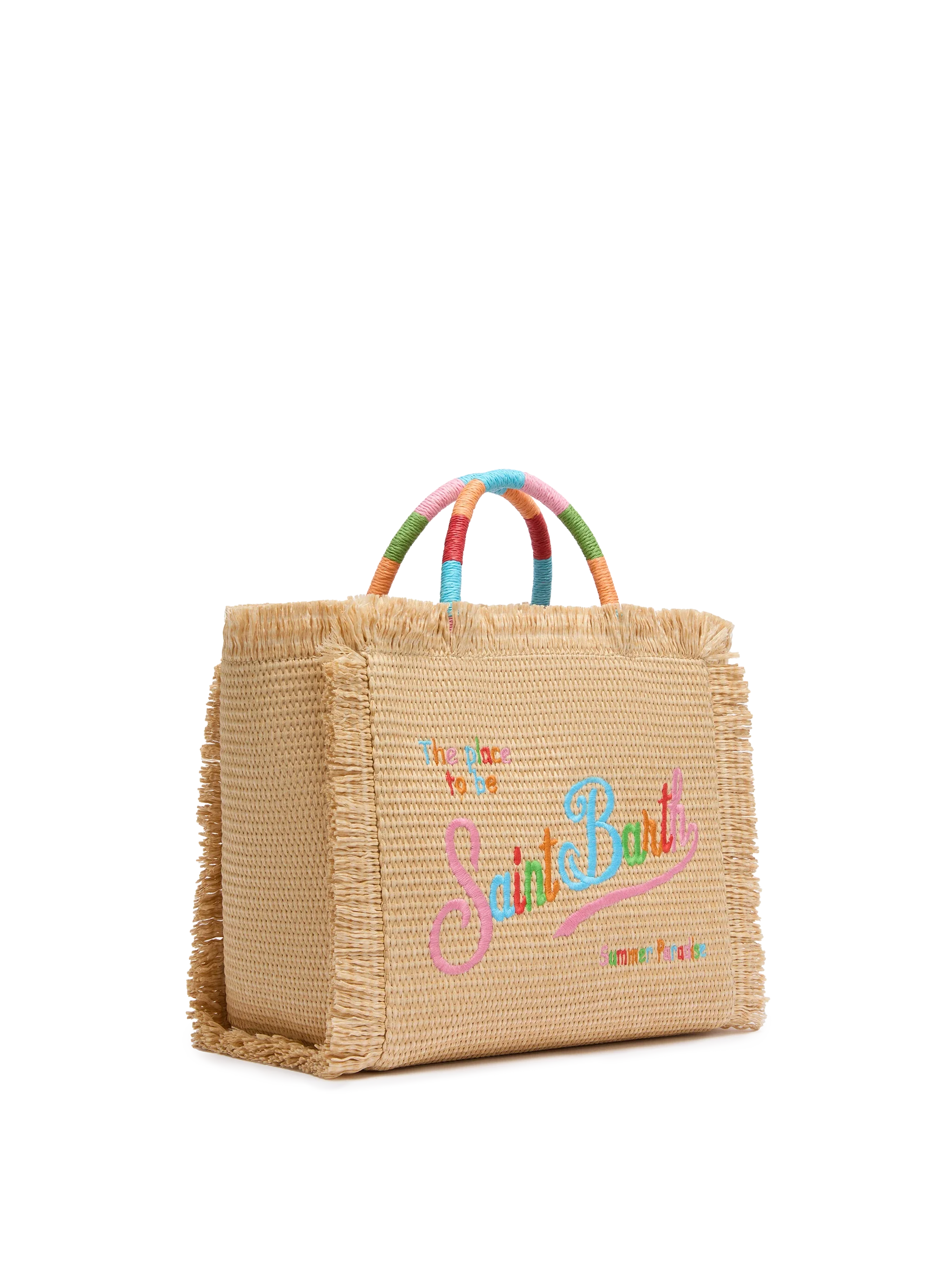 Borsa Colette effetto paglia con logo ricamato multicolore - Image 5