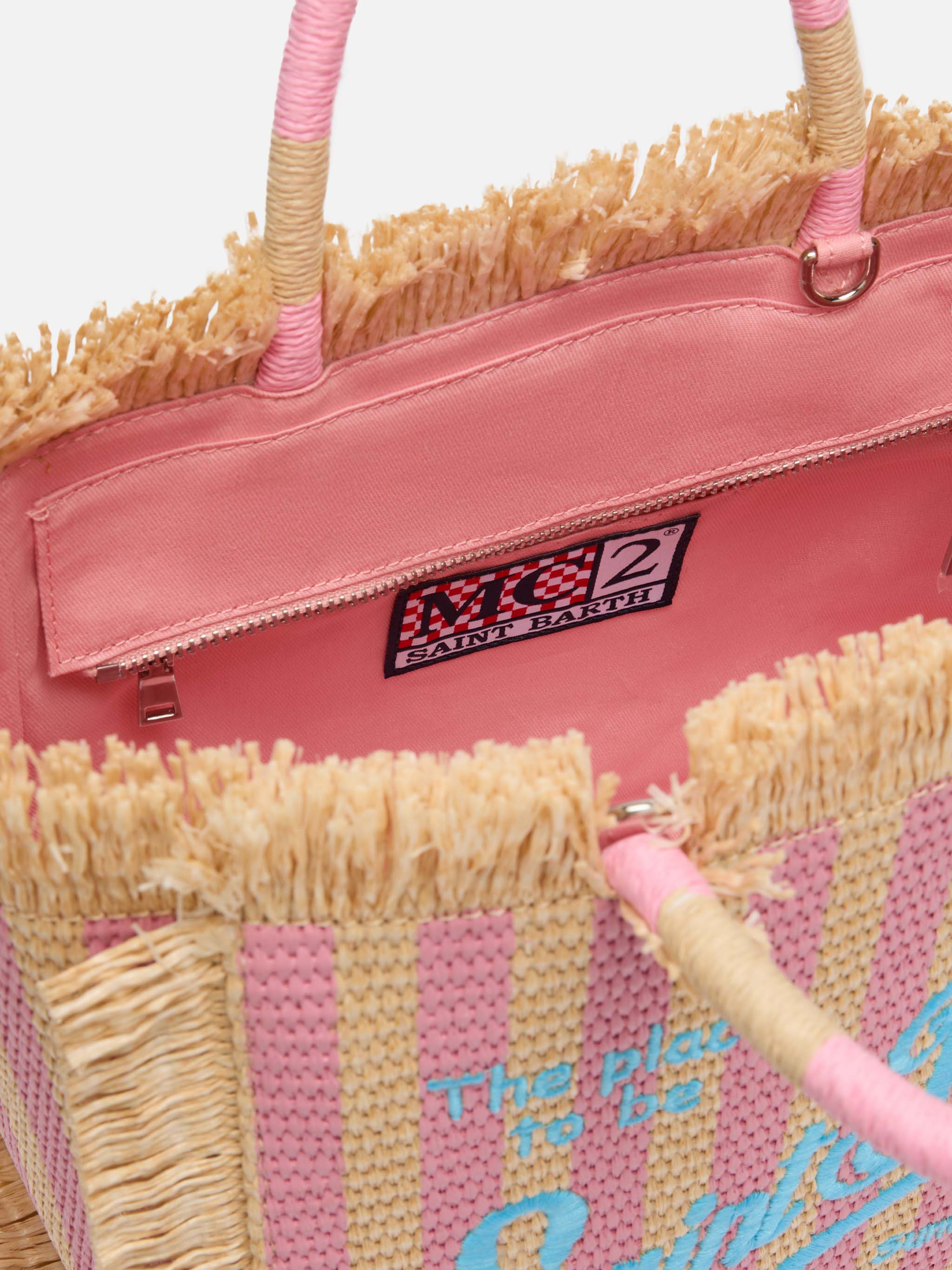 Borsa Colette effetto paglia con stampa a righe - Image 6