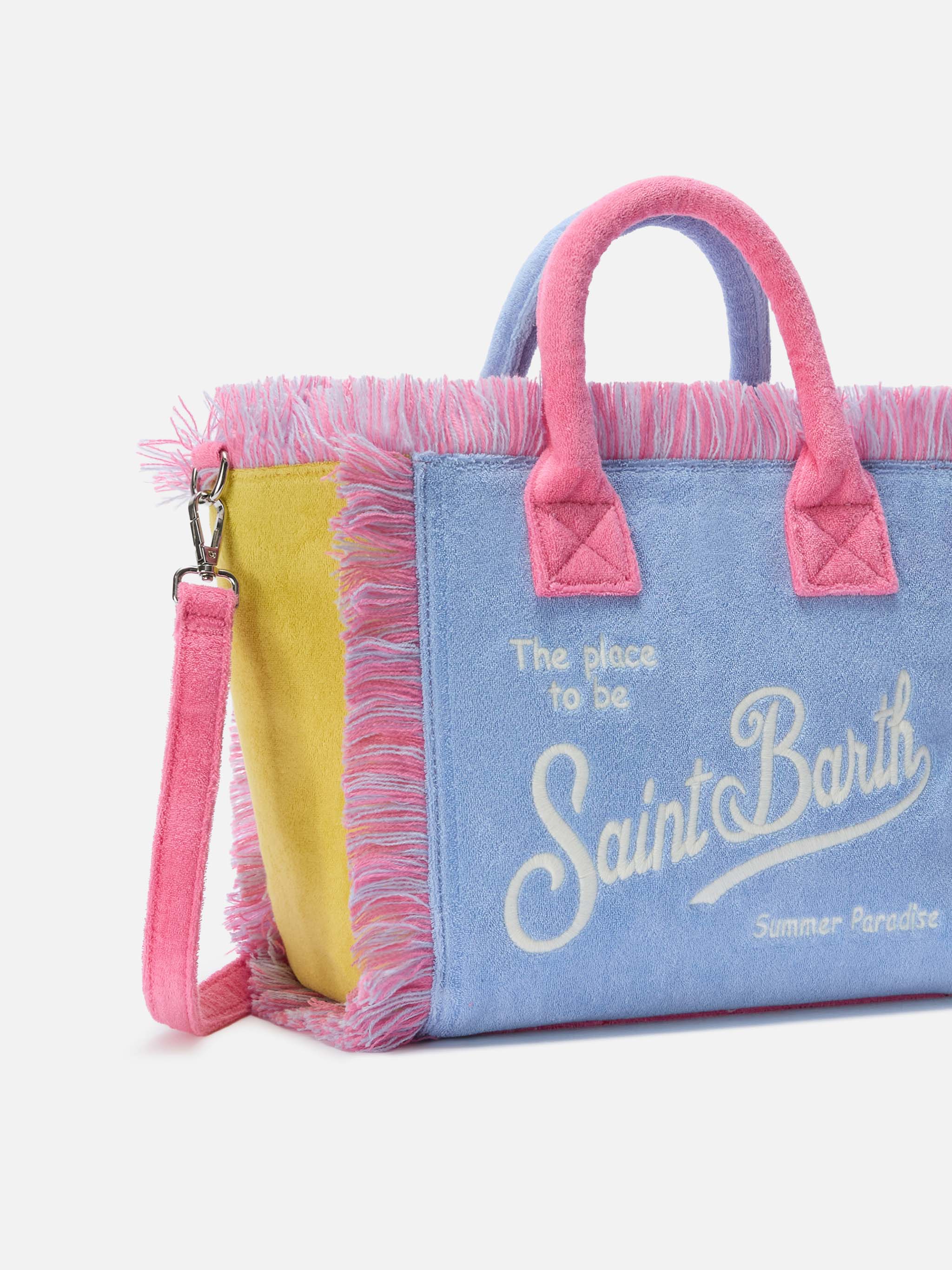 Borsa Colette in tessuto effetto spugna multicolor color block - Image 3