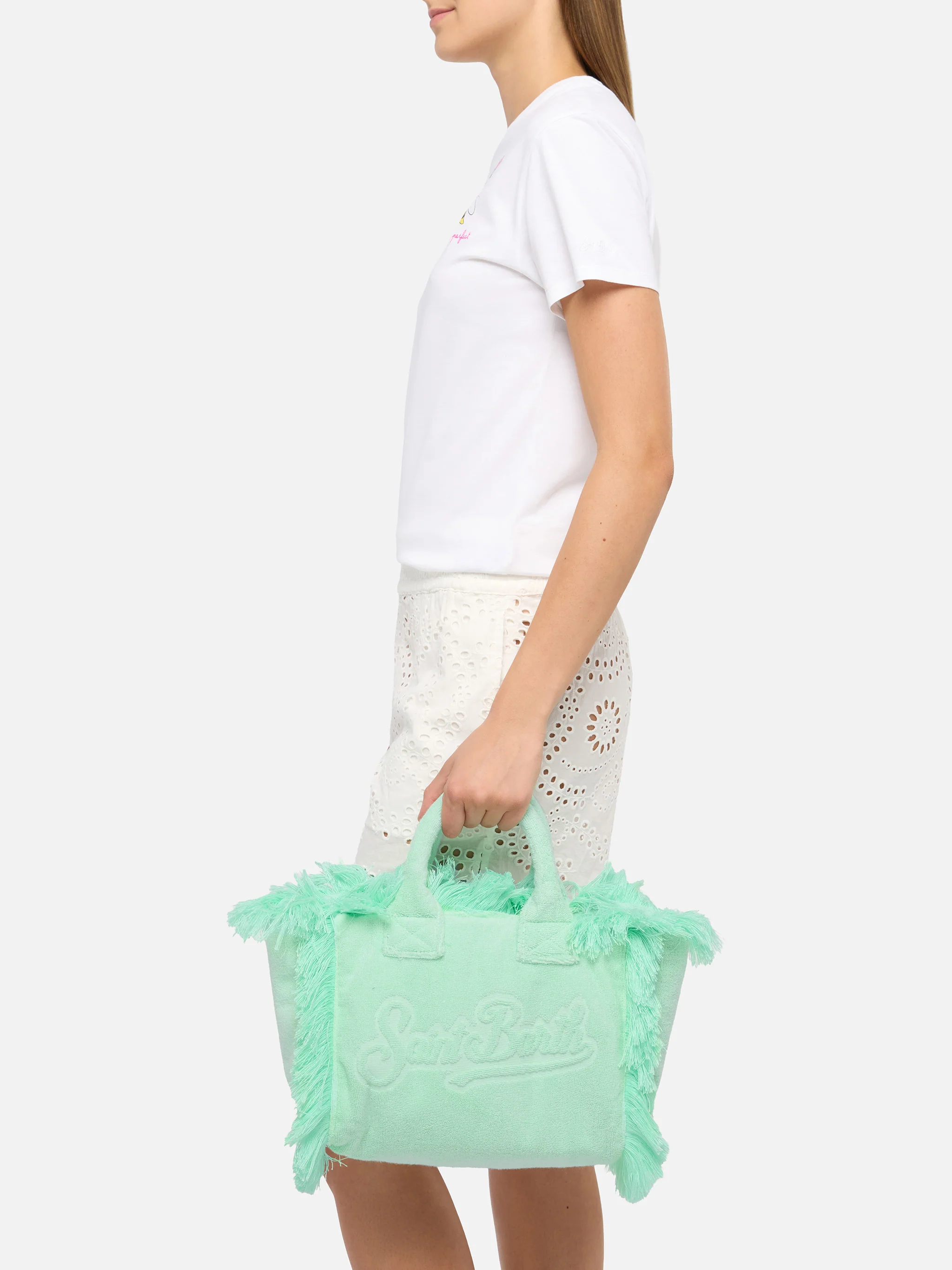 Borsa Colette in spugna verde menta con rilievo - Image 2