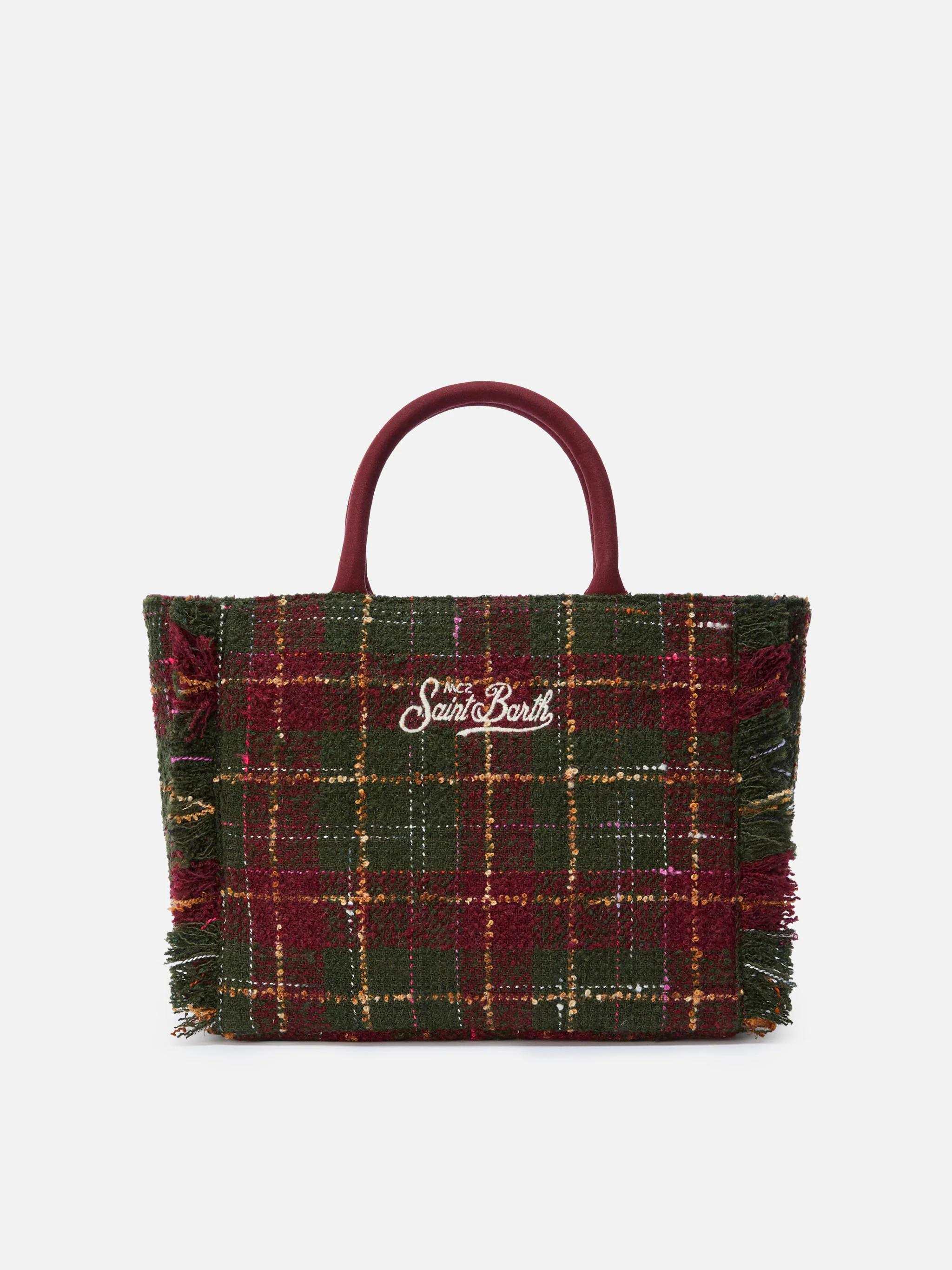 Borsa a mano Colette Tweed in misto lana check bordeaux - Image 3