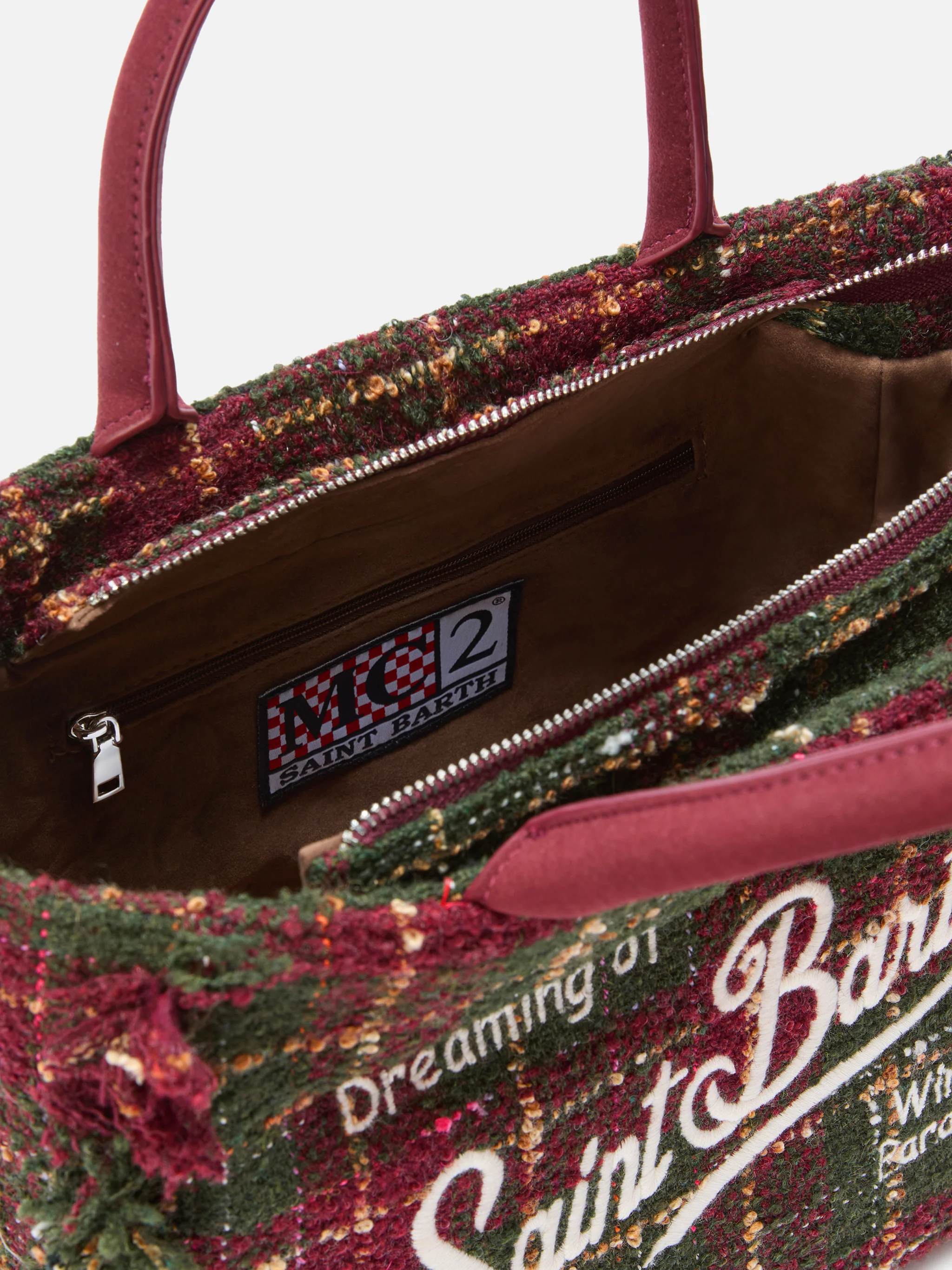 Borsa a mano Colette Tweed in misto lana check bordeaux - Image 5