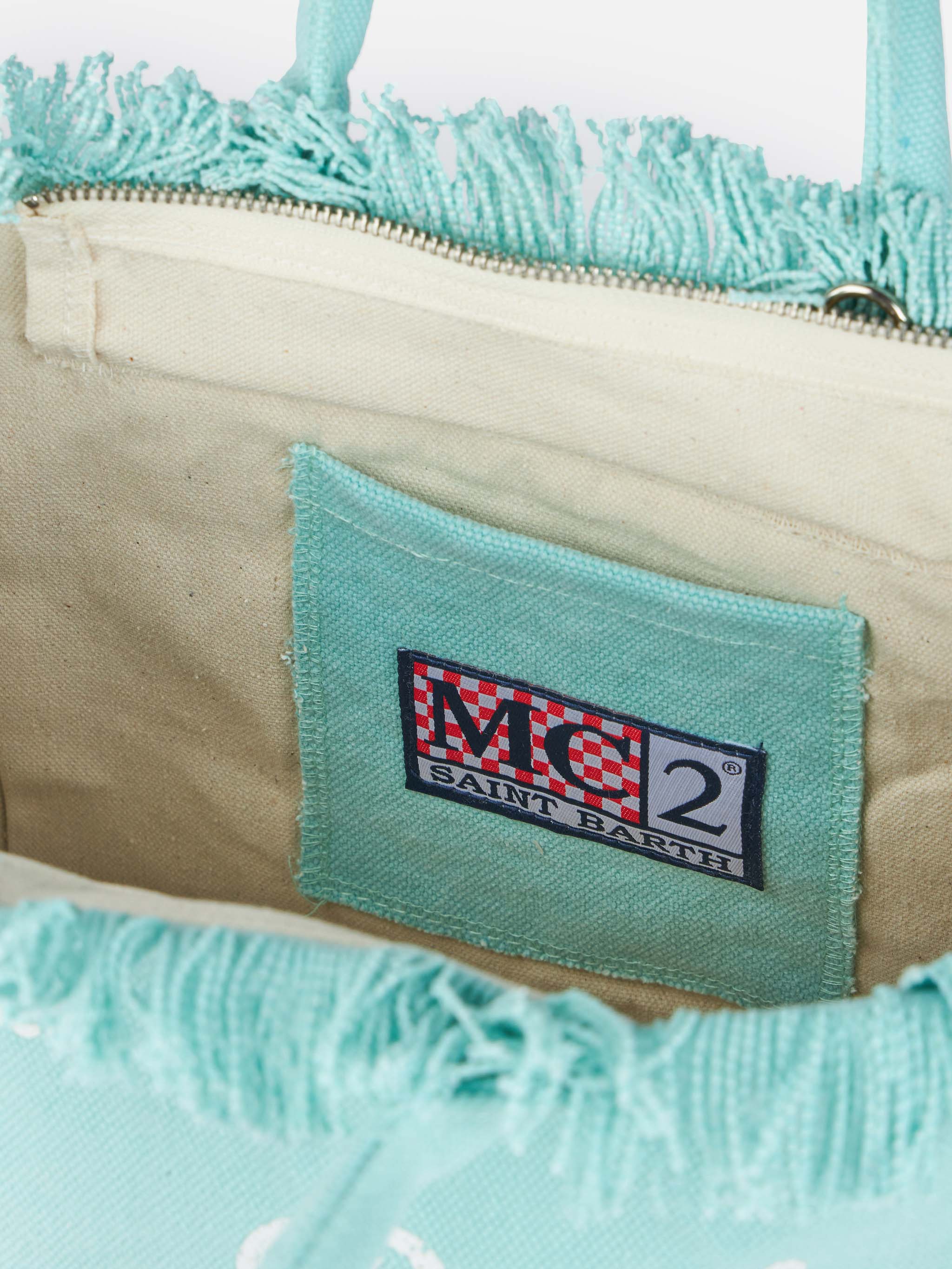 Borsa Colette in canvas di cotone verde acqua - Image 5