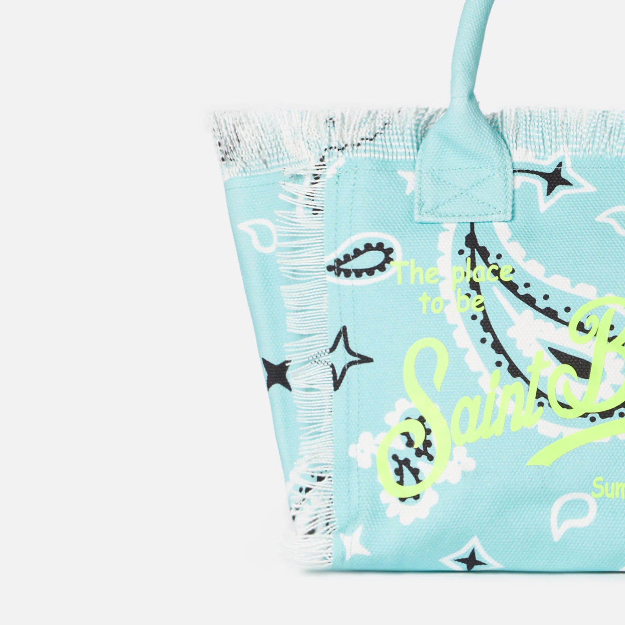 Borsa Colette in canvas stampa bandana verde acqua - Image 3