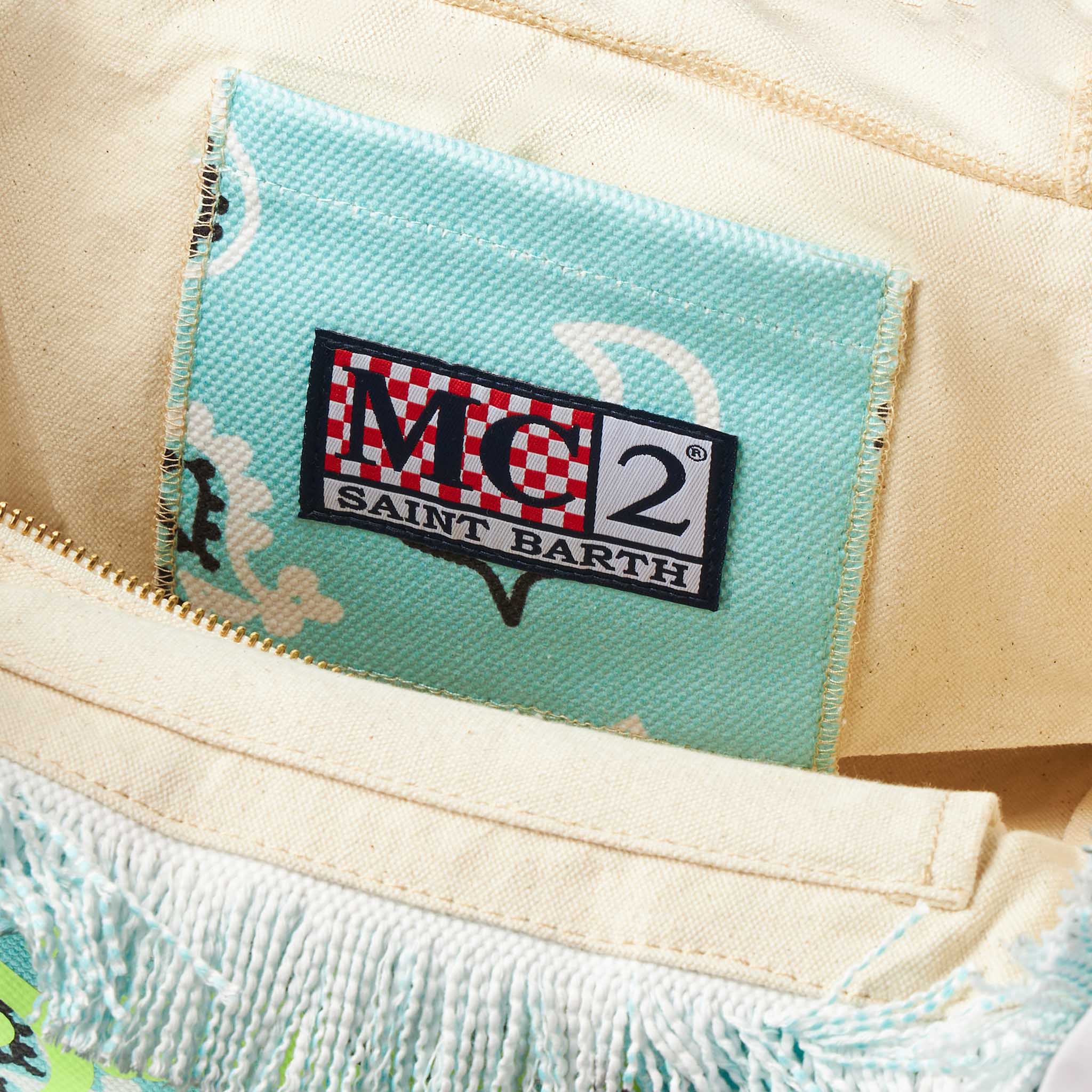Borsa Colette in canvas stampa bandana verde acqua - Image 4