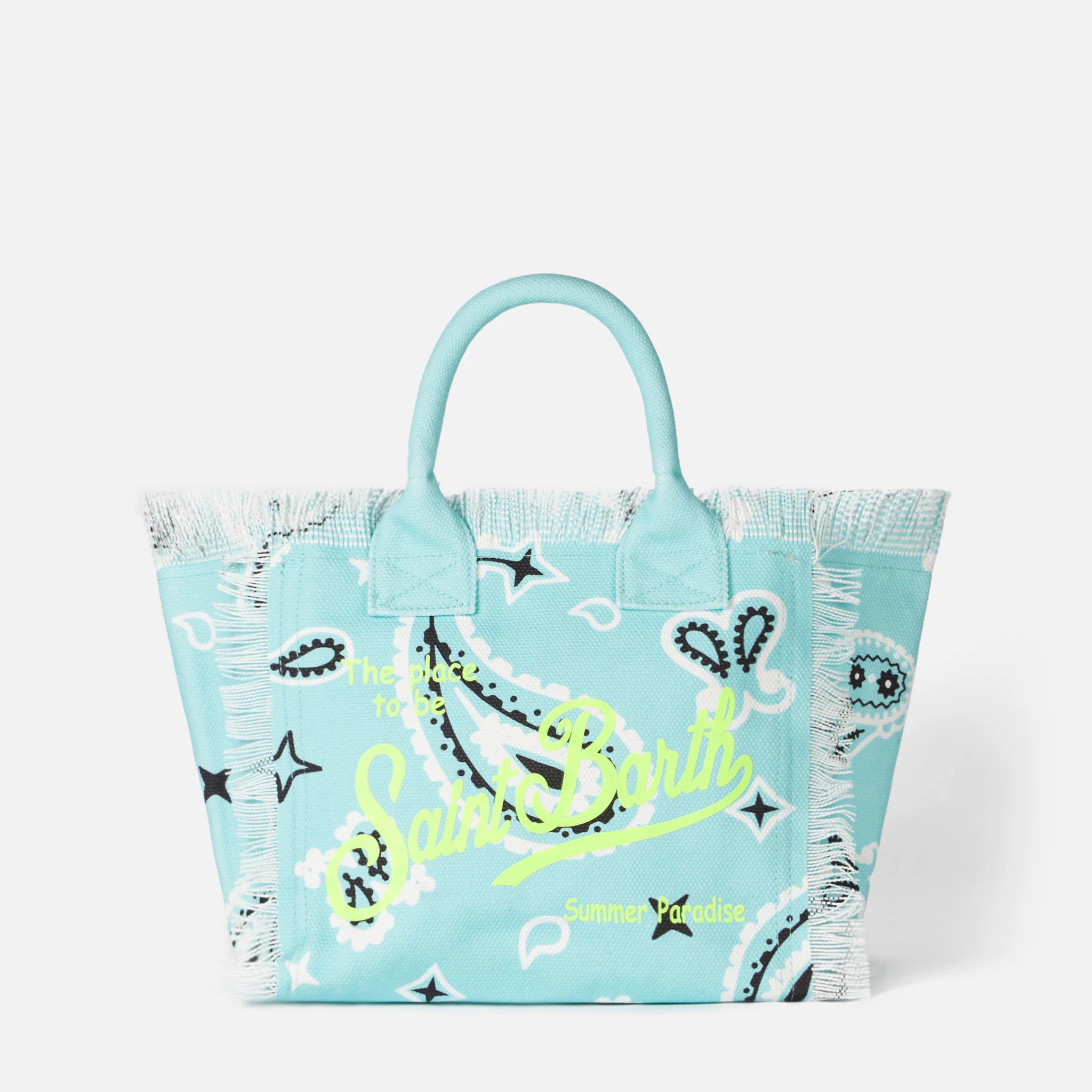 Borsa Colette in canvas stampa bandana verde acqua - Image 5