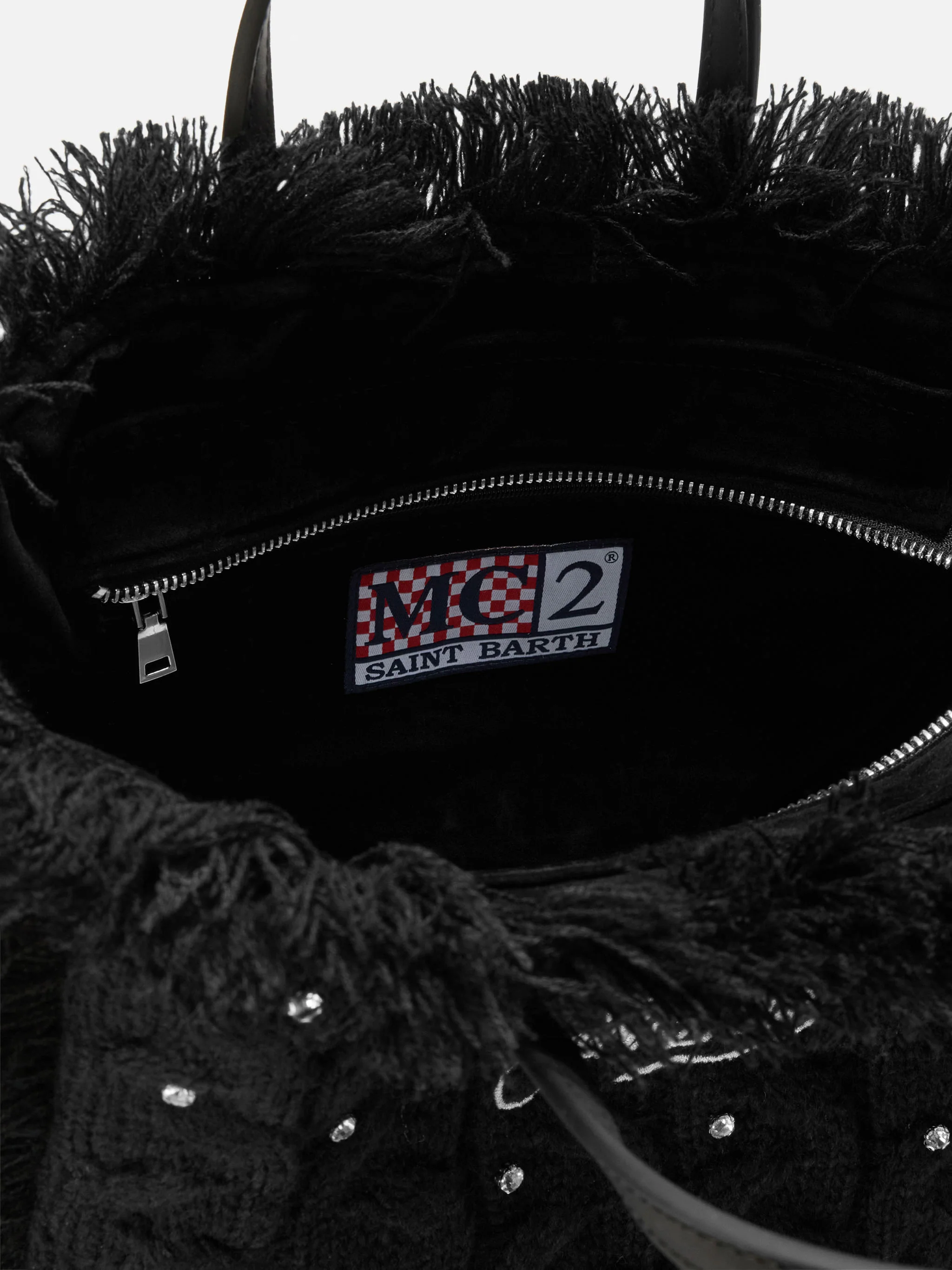 Borsa a mano Colette Wool Braid a trecce nera con strass - Image 5