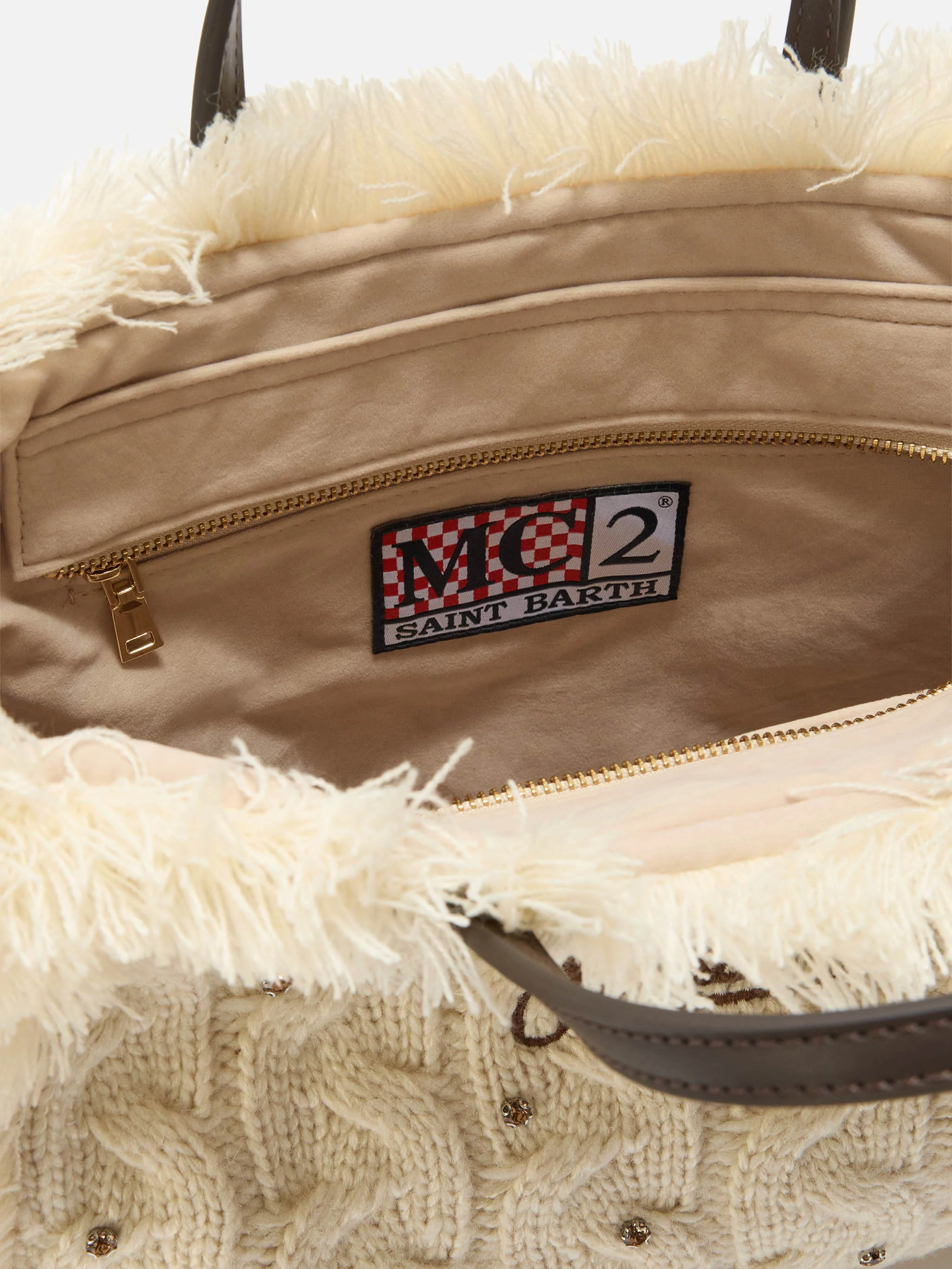 Borsa Colette Wool Braid bianca con strass - Image 5