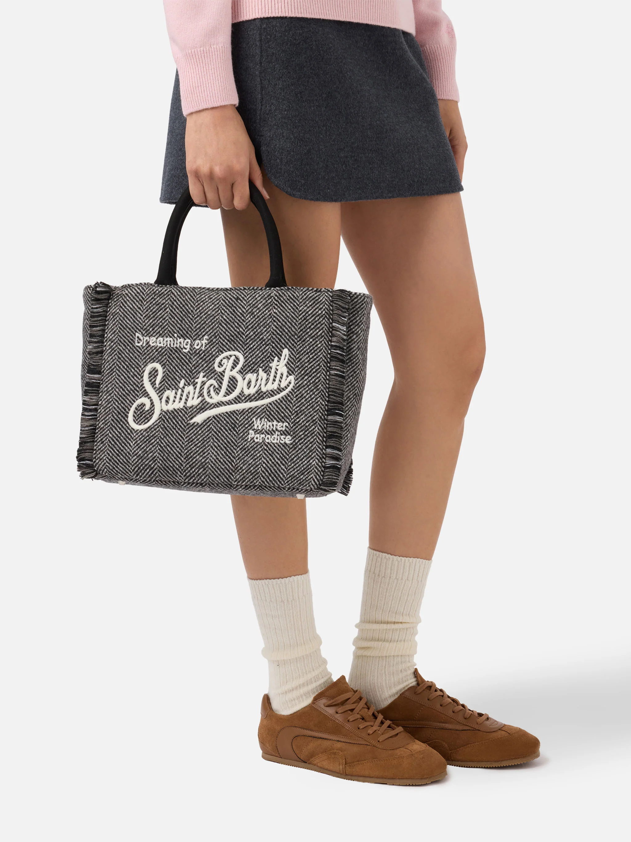 Borsa Colette Wool spigata nero e grigio - Image 2