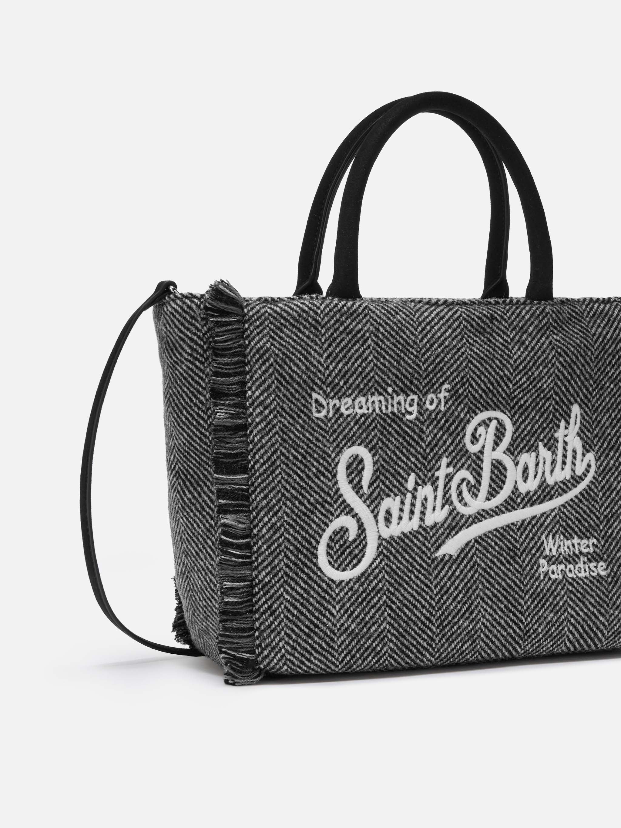 Borsa Colette Wool spigata nero e grigio - Image 3