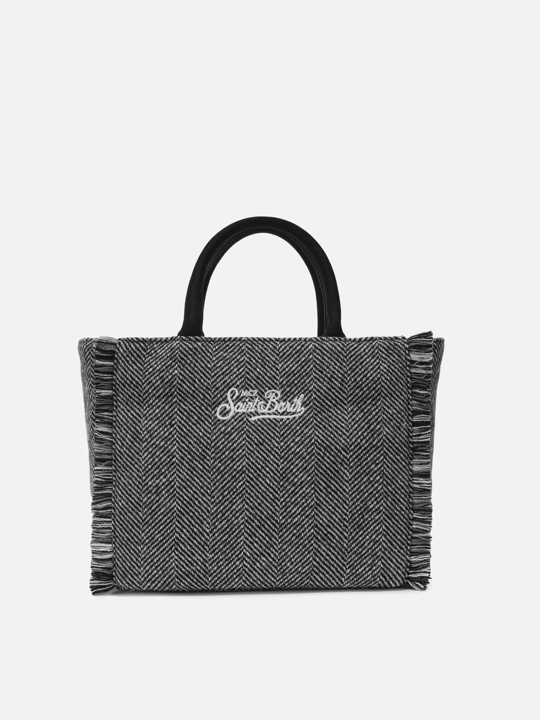 Borsa Colette Wool spigata nero e grigio - Image 4
