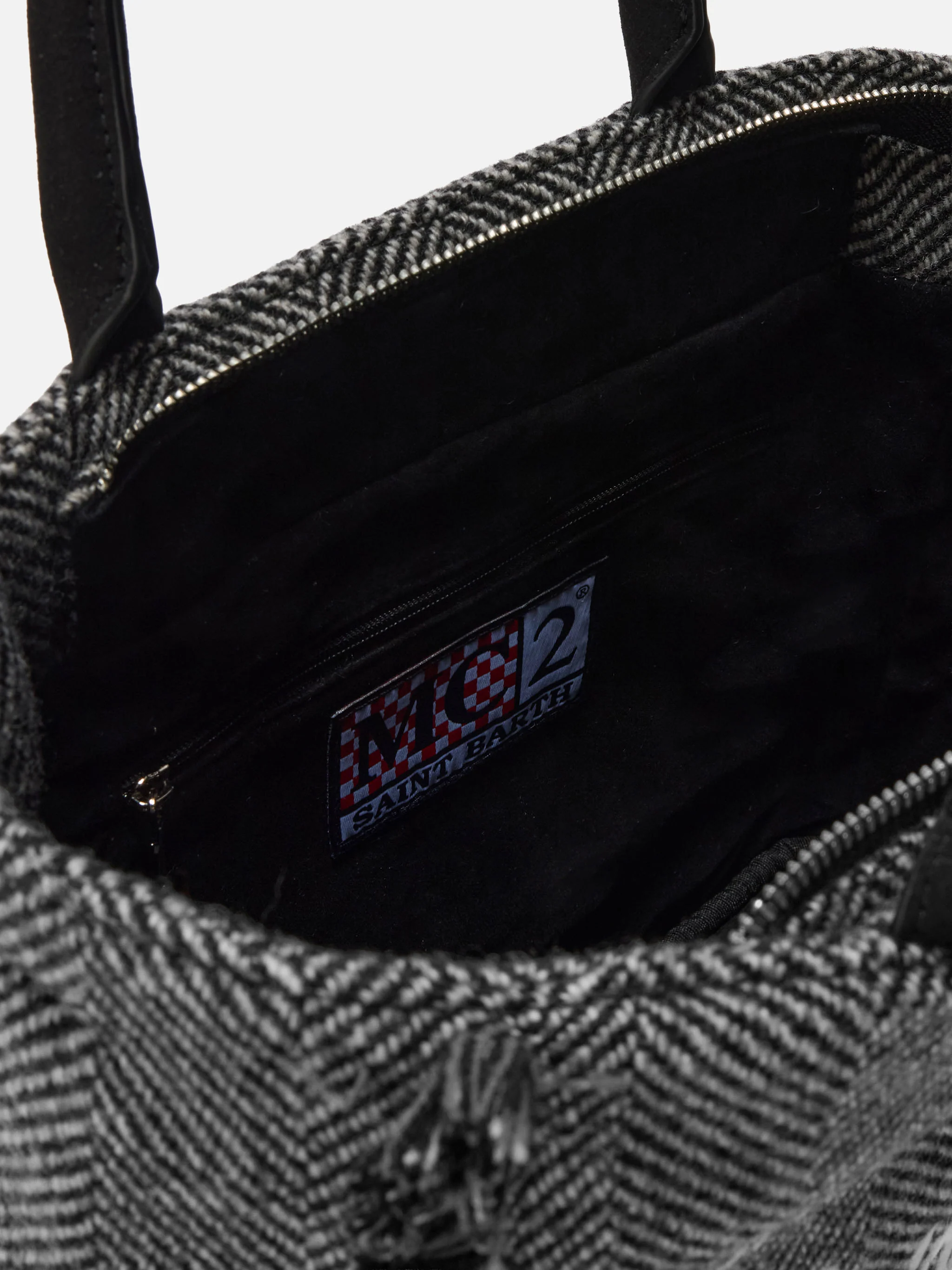 Borsa Colette Wool spigata nero e grigio - Image 5