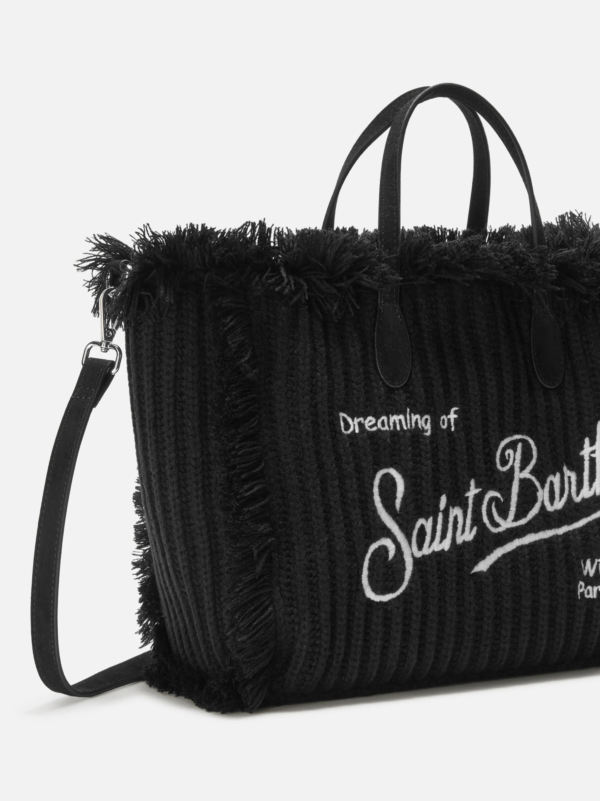 Borsa a mano Colette Wool Rib a trecce effetto lana in nero - Image 3