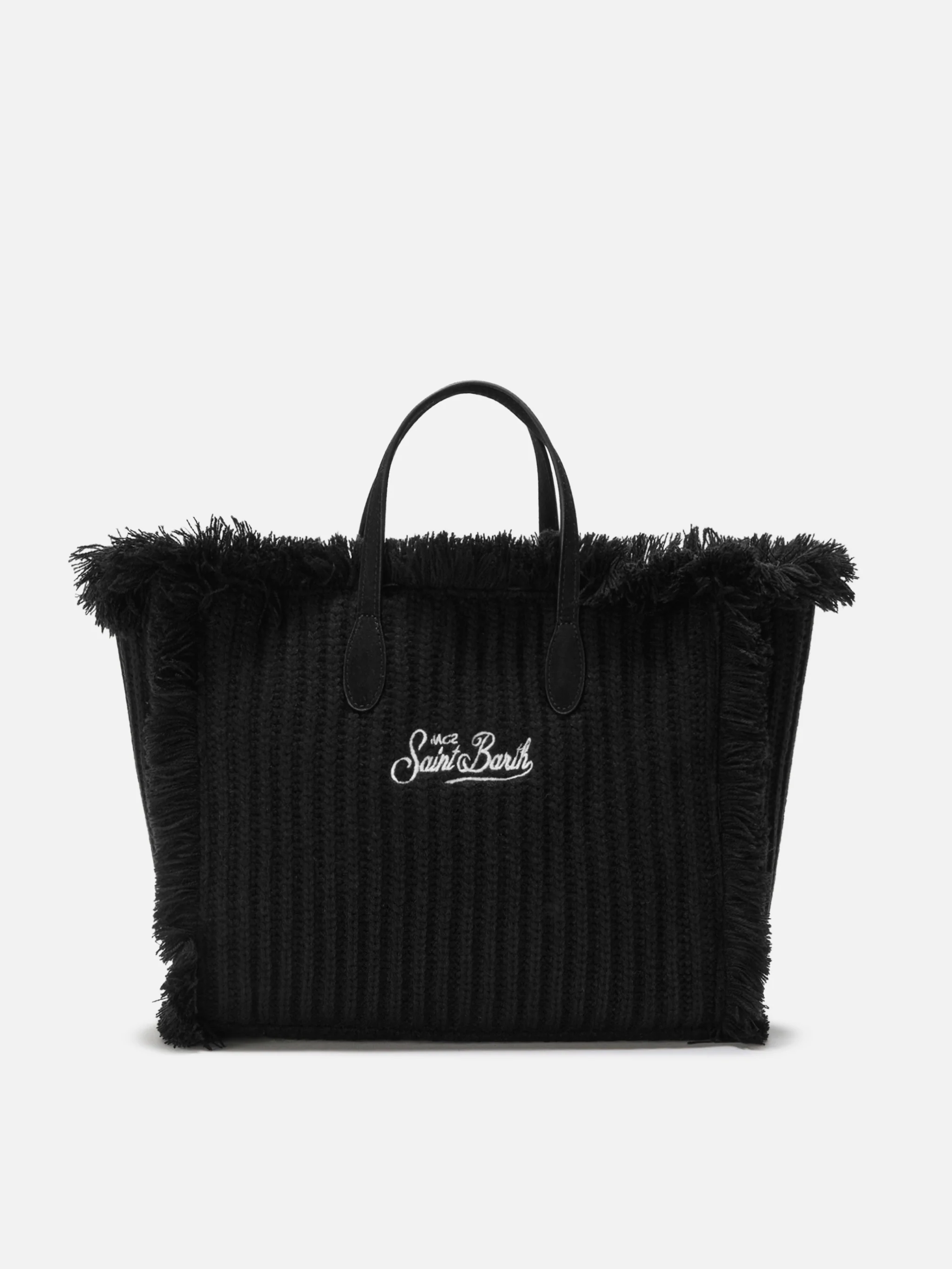 Borsa a mano Colette Wool Rib a trecce effetto lana in nero - Image 4