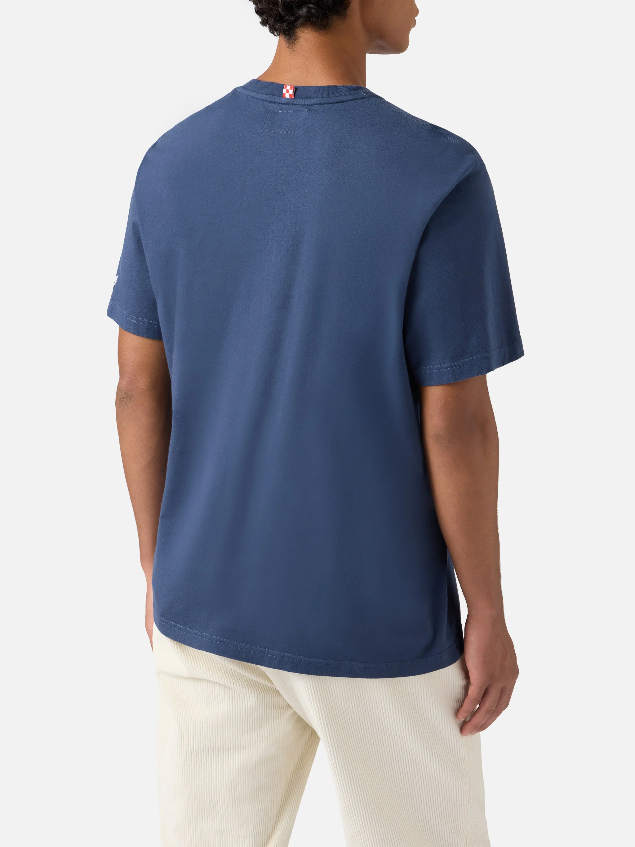 T-shirt Connor in cotone blu con ricamo sul taschino Do you want a cola? - Image 4
