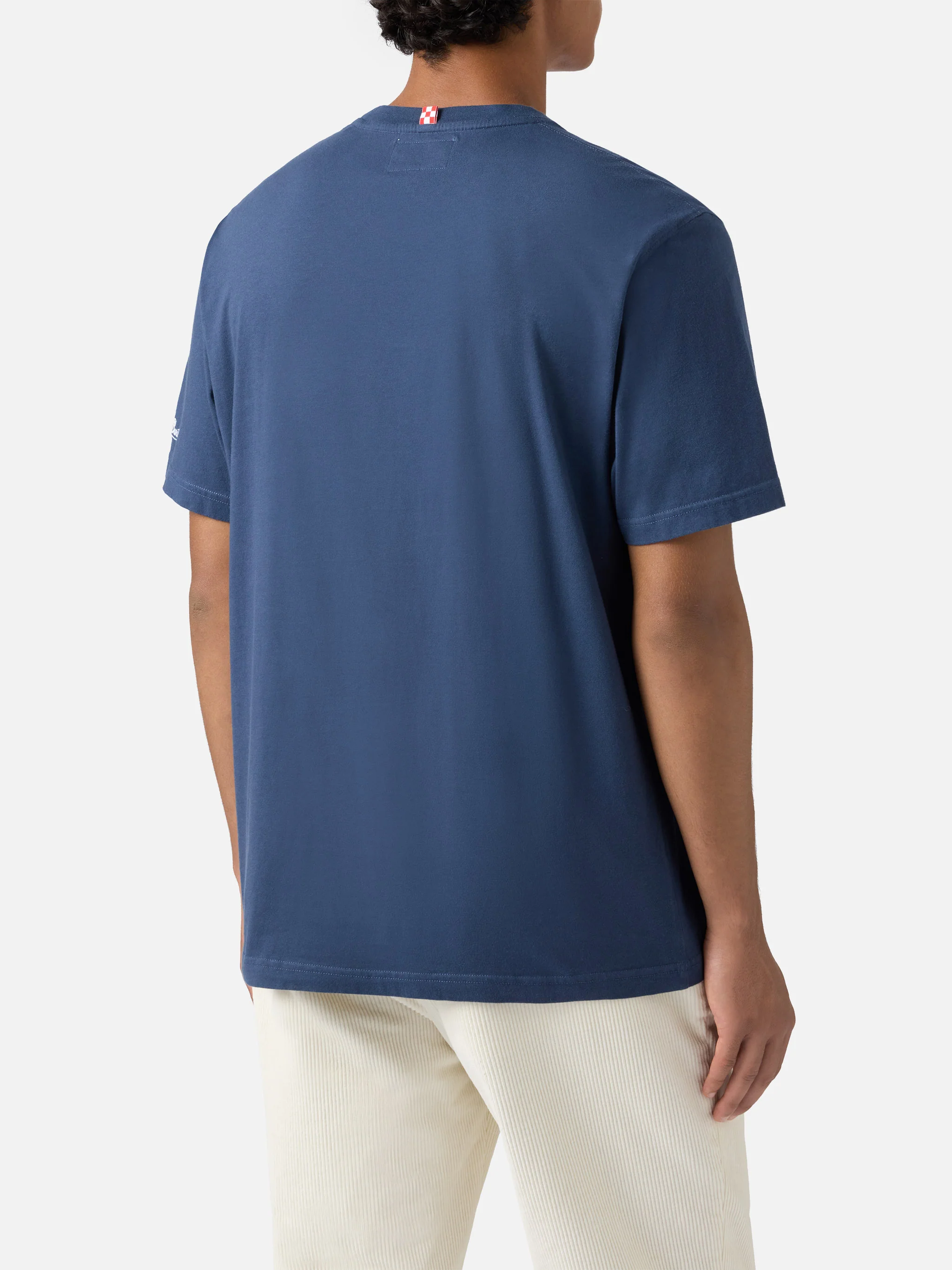 T-shirt Connor in cotone blu con ricamo sul taschino My reseller is different - Image 3