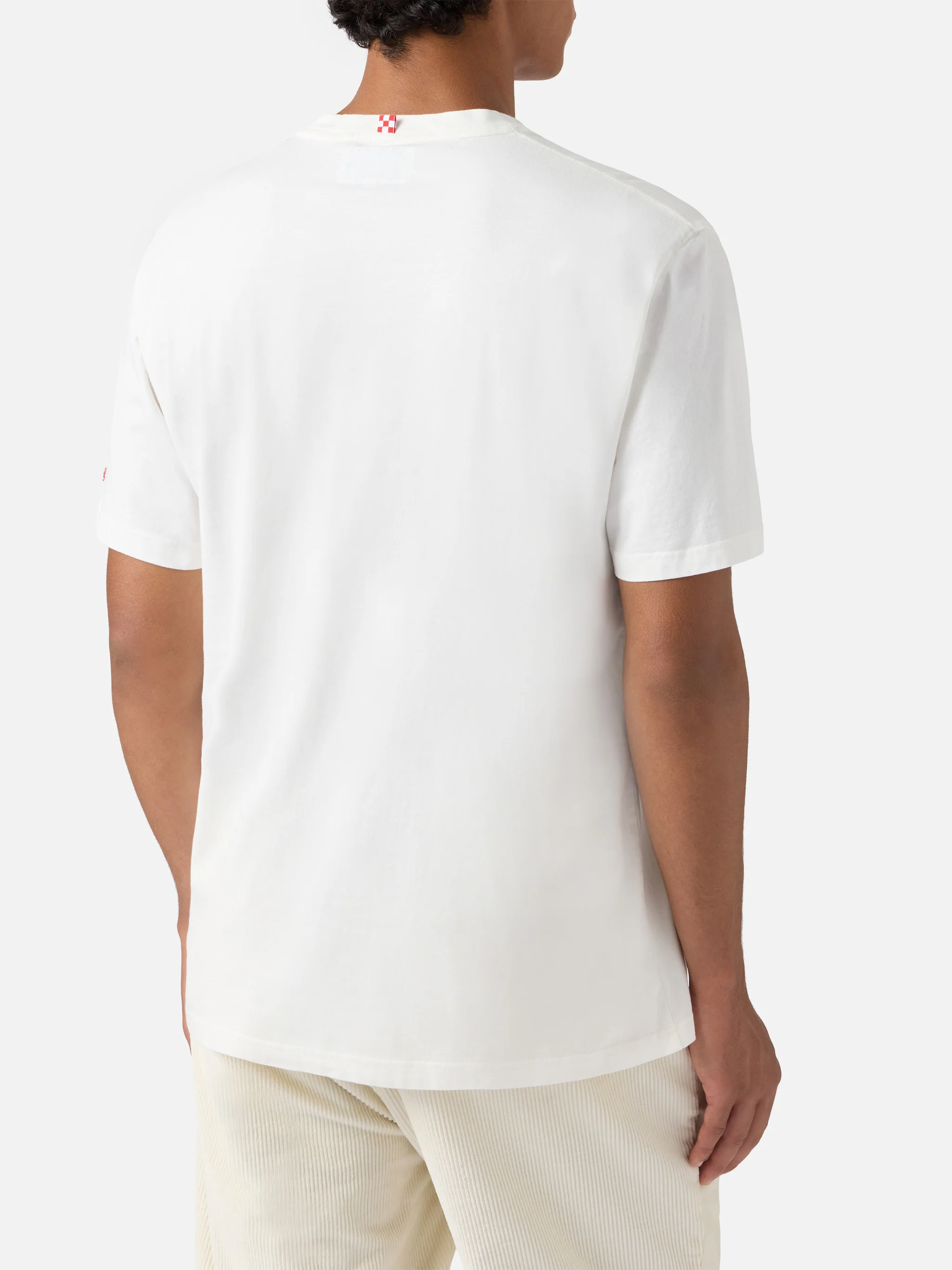 T-shirt Connor in cotone bianco con ricamo sul taschino Golden hour - Image 4