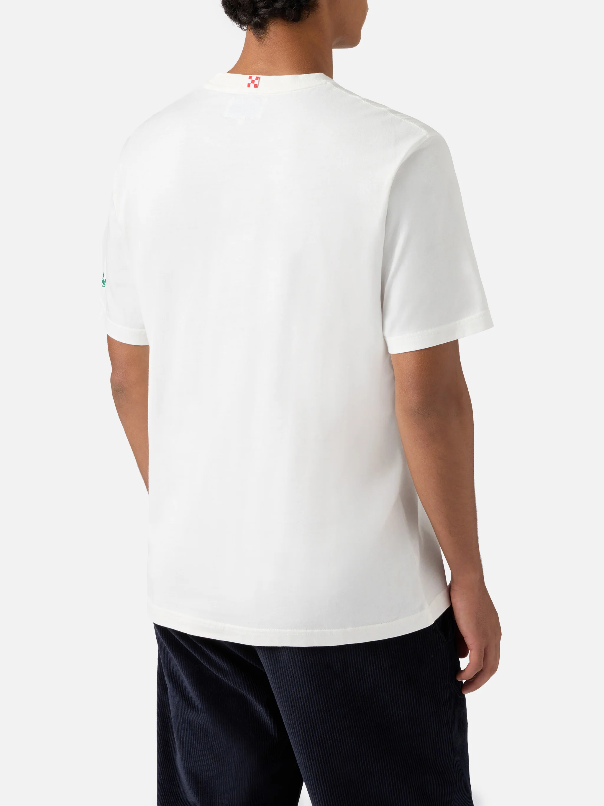 T-shirt Connor in cotone bianco con ricamo sul taschino Va tutto al contrario - Image 3