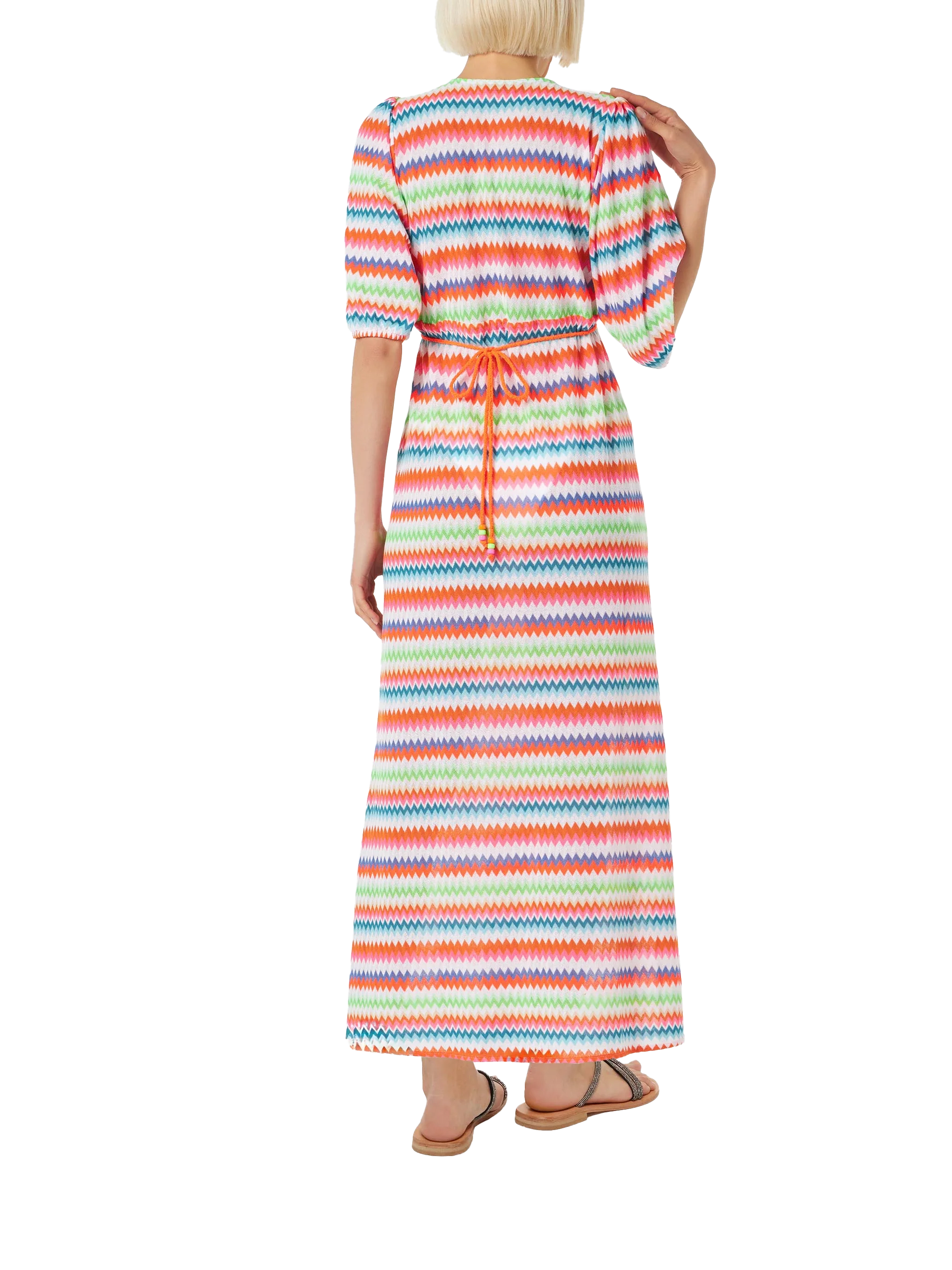 Abito lungo da spiaggia in maglia chevron - Image 3
