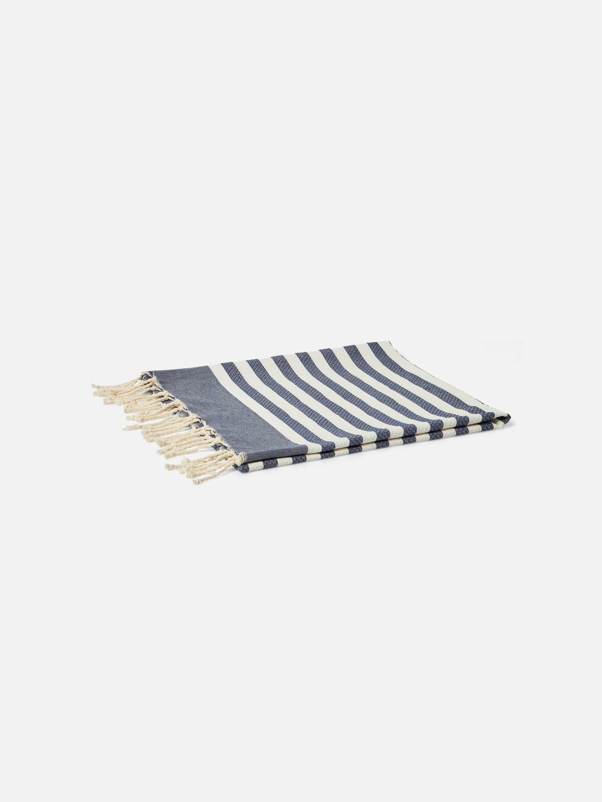 Telo mare in cotone Fouta con stampa a righe blu navy - Image 2