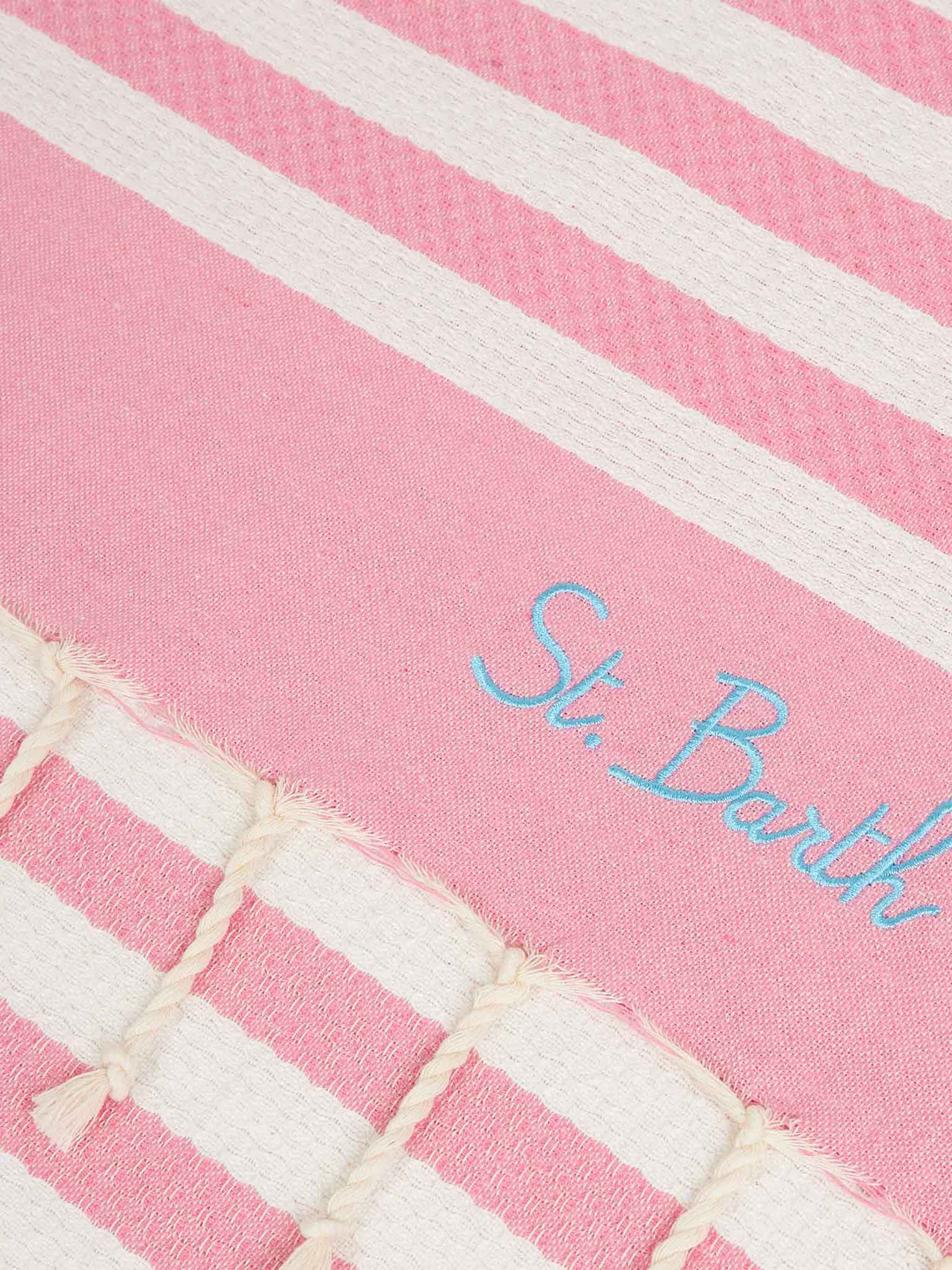 Telo mare in cotone Fouta con stampa a righe rosa - Image 3