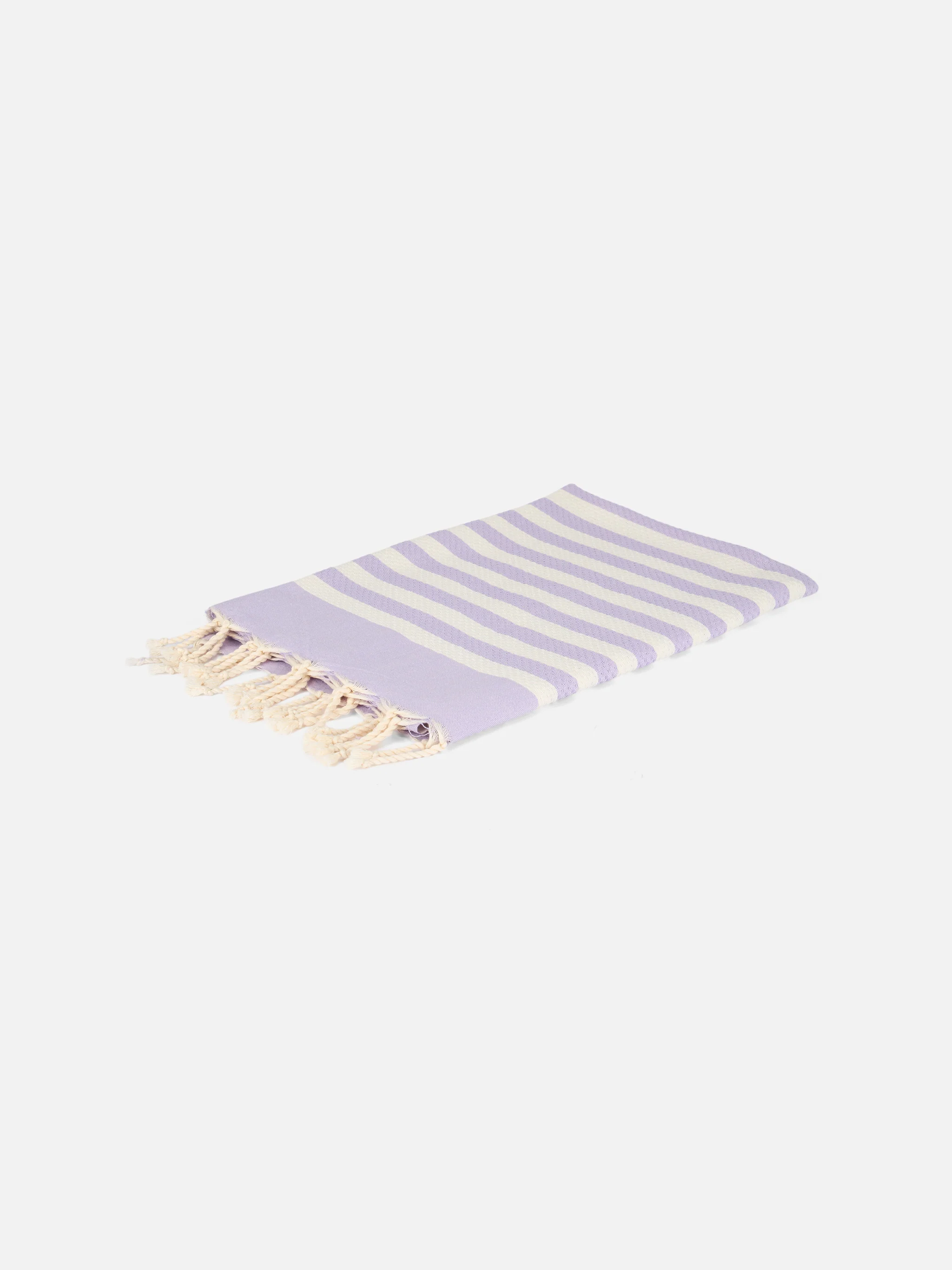 Telo mare in cotone Fouta con stampa a righe viola - Image 2