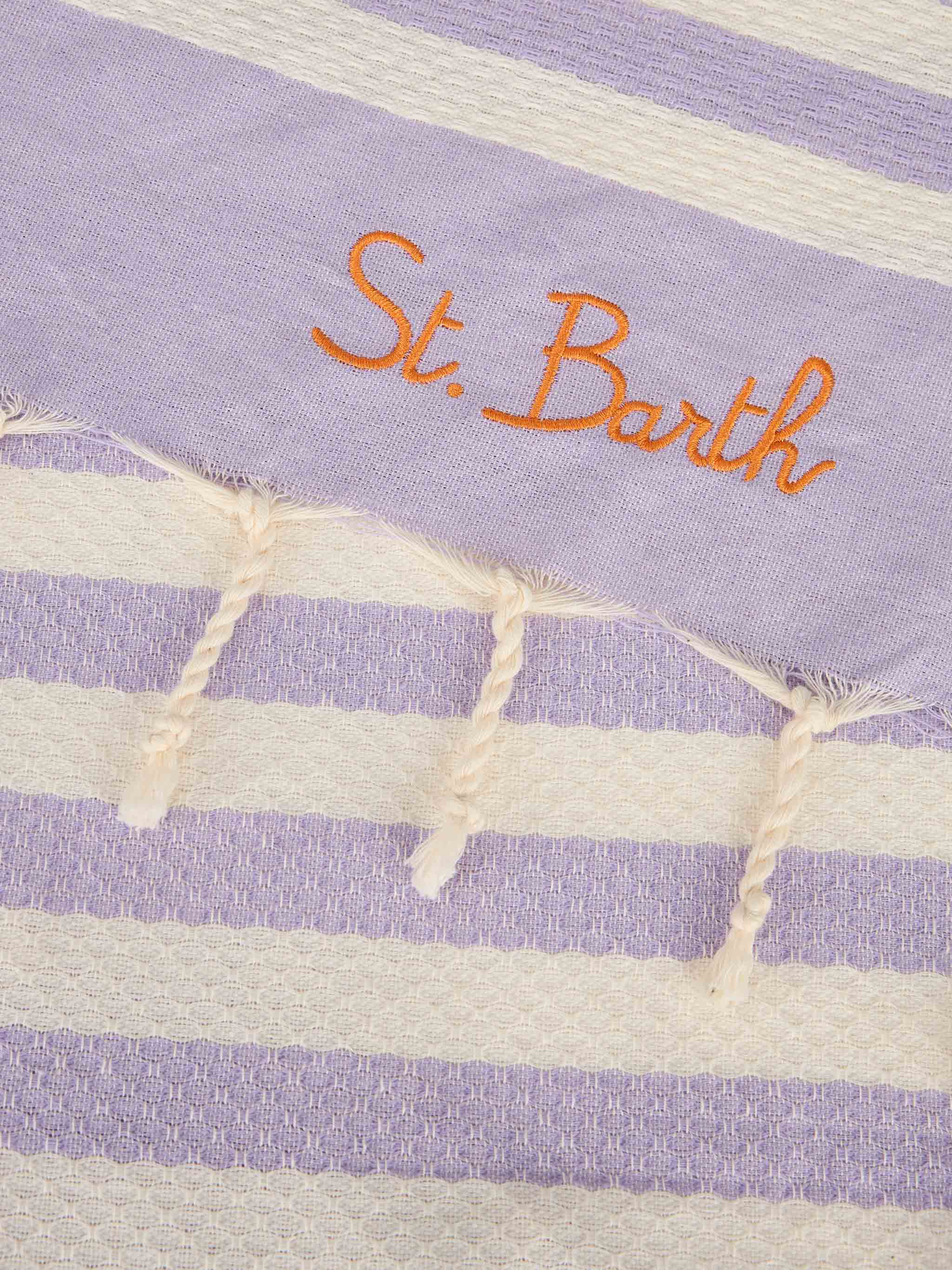 Telo mare in cotone Fouta con stampa a righe viola - Image 3