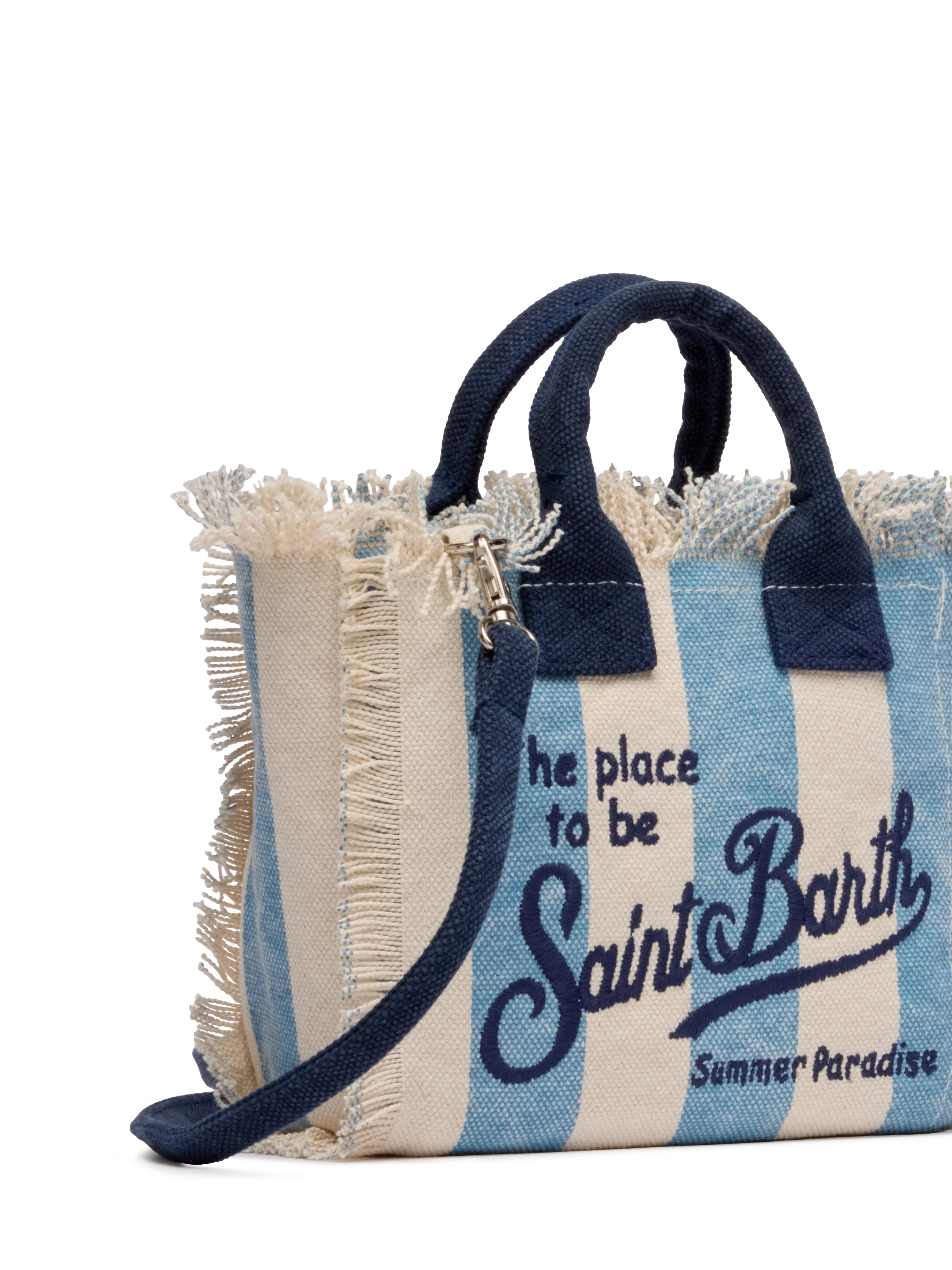 Borsa Mini Vanity in canvas di cotone con stampa a righe - Image 3