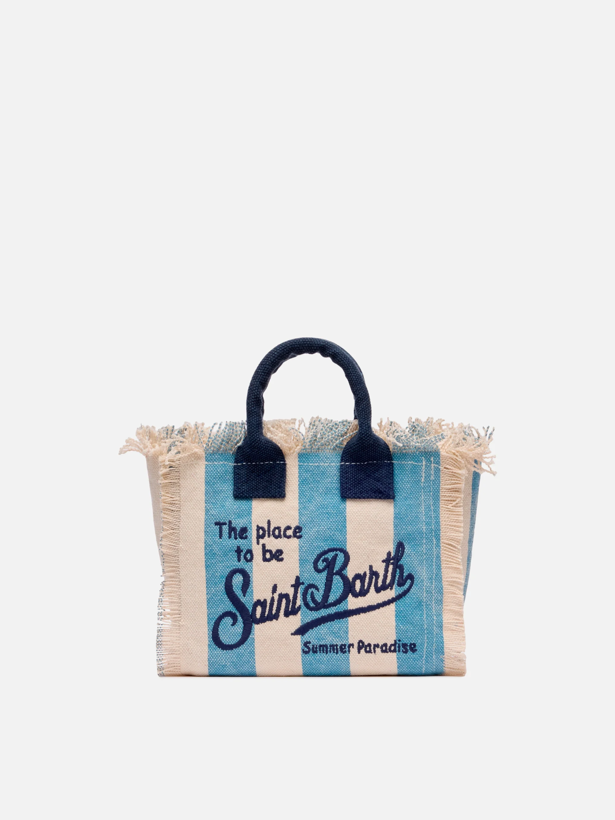 Borsa Mini Vanity in canvas di cotone con stampa a righe - Image 5