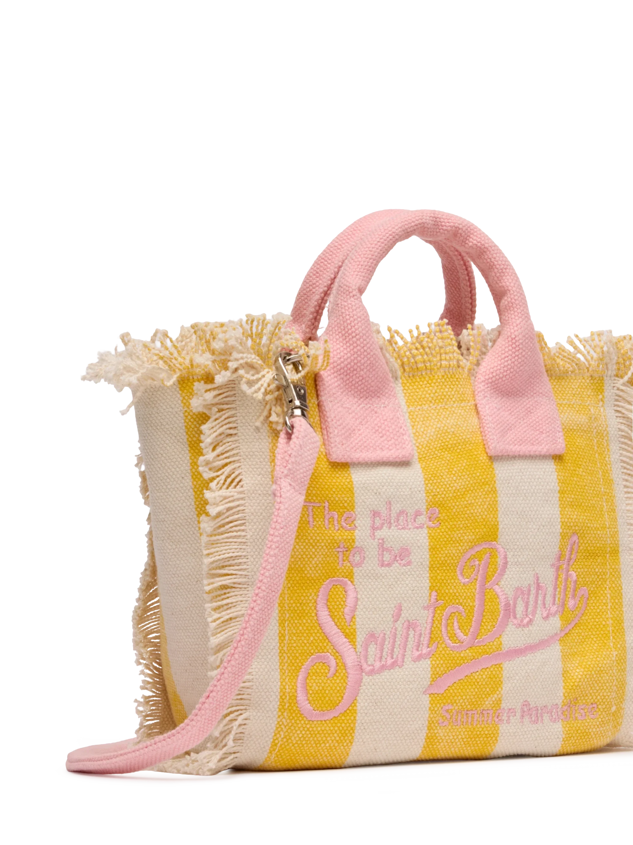Borsa Mini Vanity in canvas di cotone con stampa a righe - Image 3
