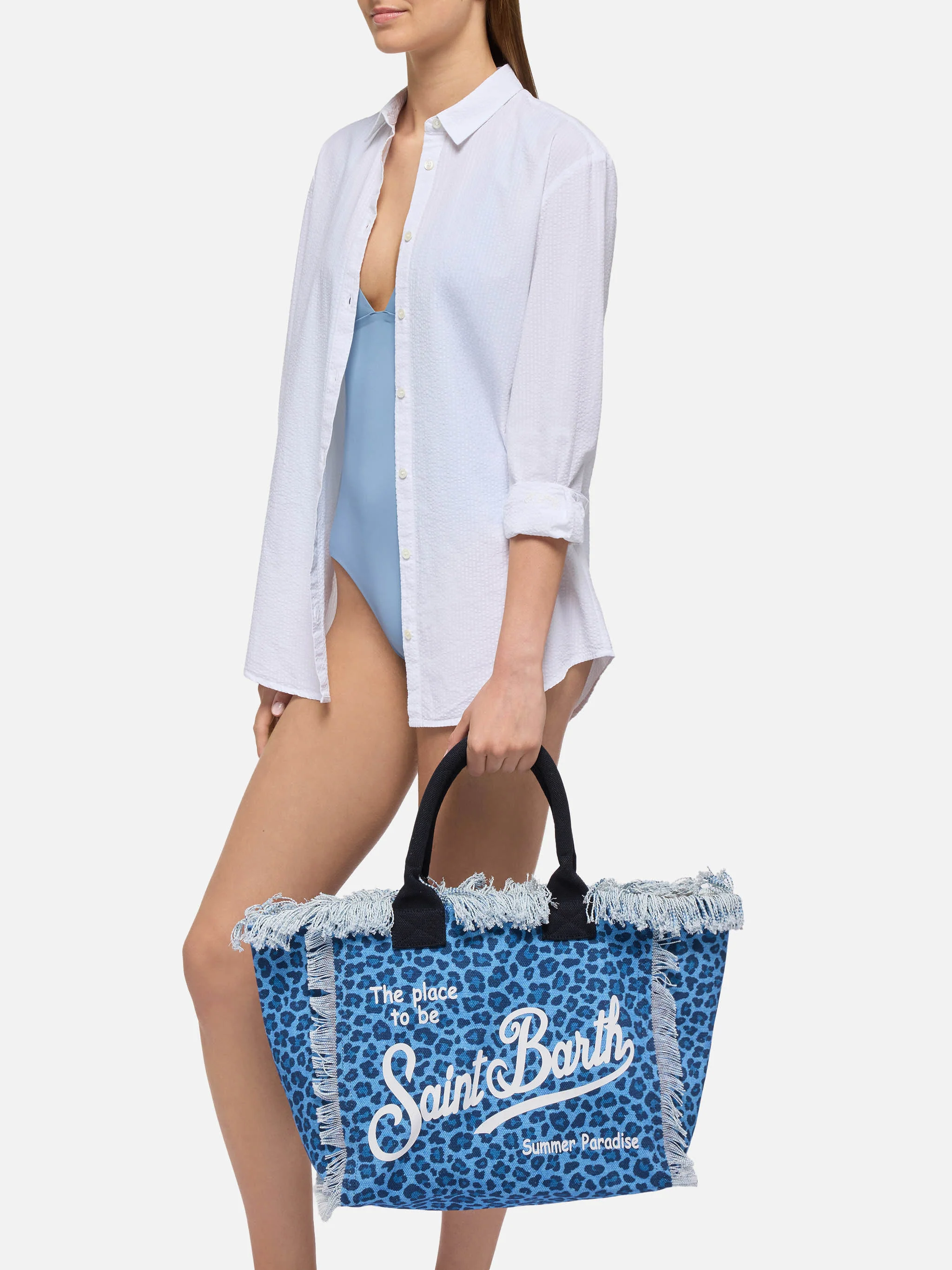 Borsa a spalla Vanity in canvas di cotone con stampa animalier - Image 2