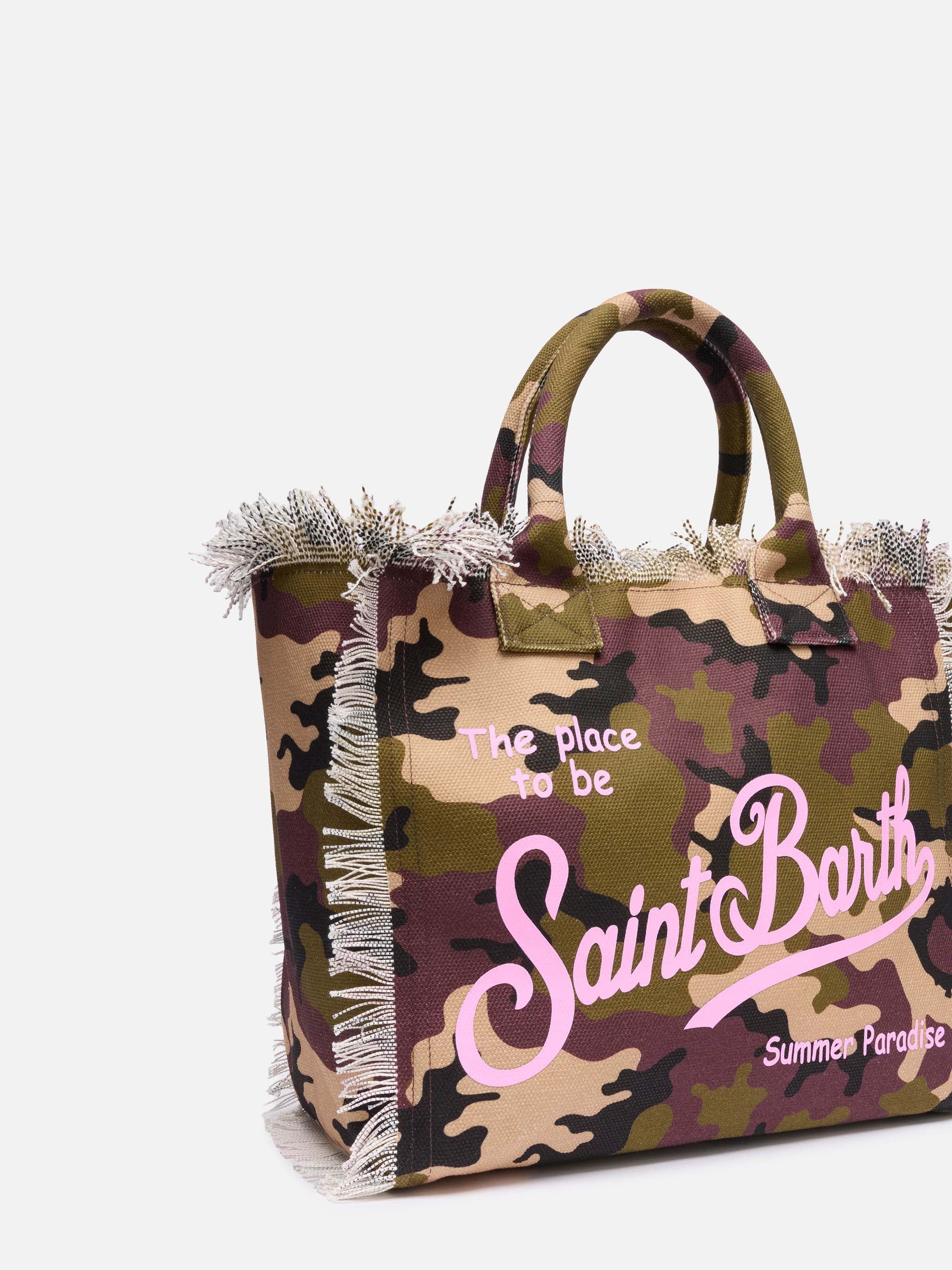 Borsa a spalla Vanity in canvas di cotone con stampa camouflage - Image 8