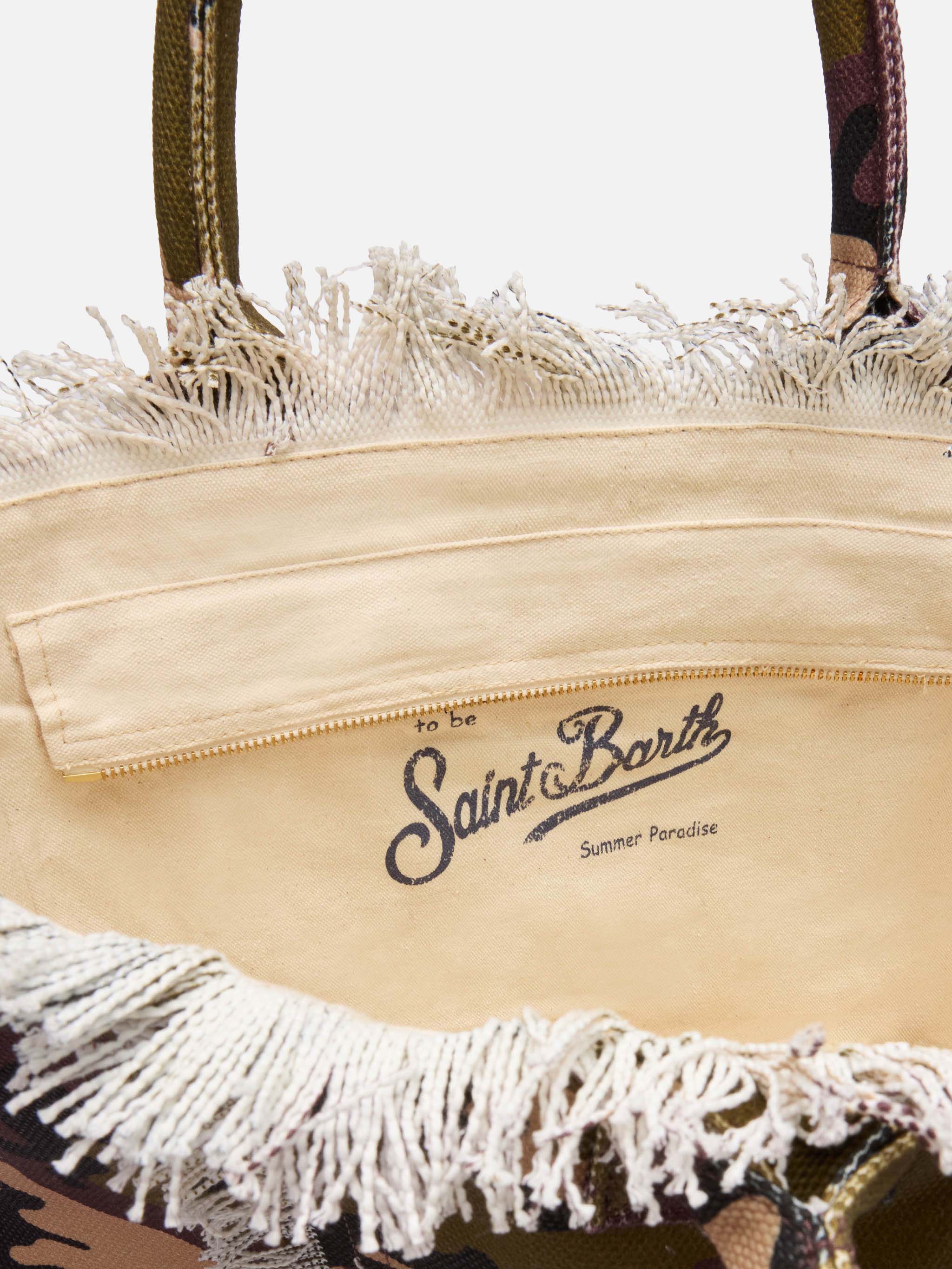 Borsa a spalla Vanity in canvas di cotone con stampa camouflage - Image 9