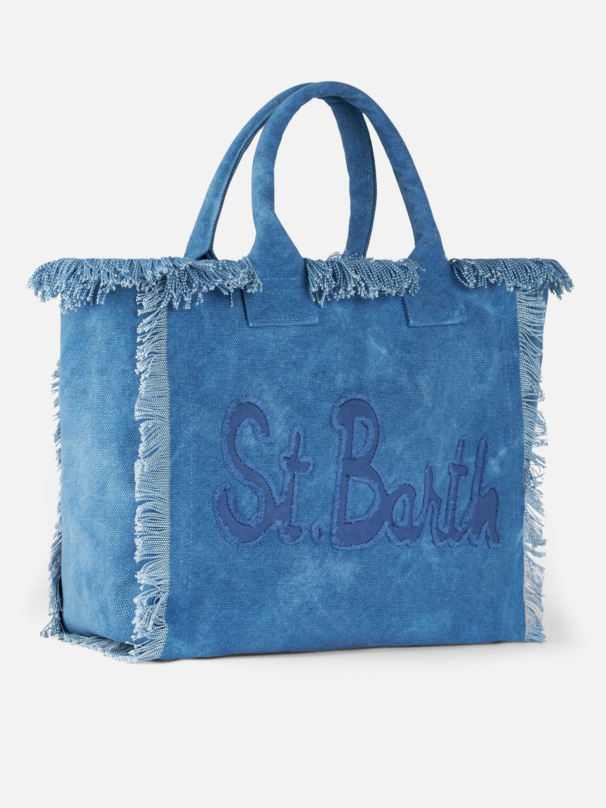 Borsa a spalla Vanity in canvas di cotone con patch logo Saint Barth - Image 3