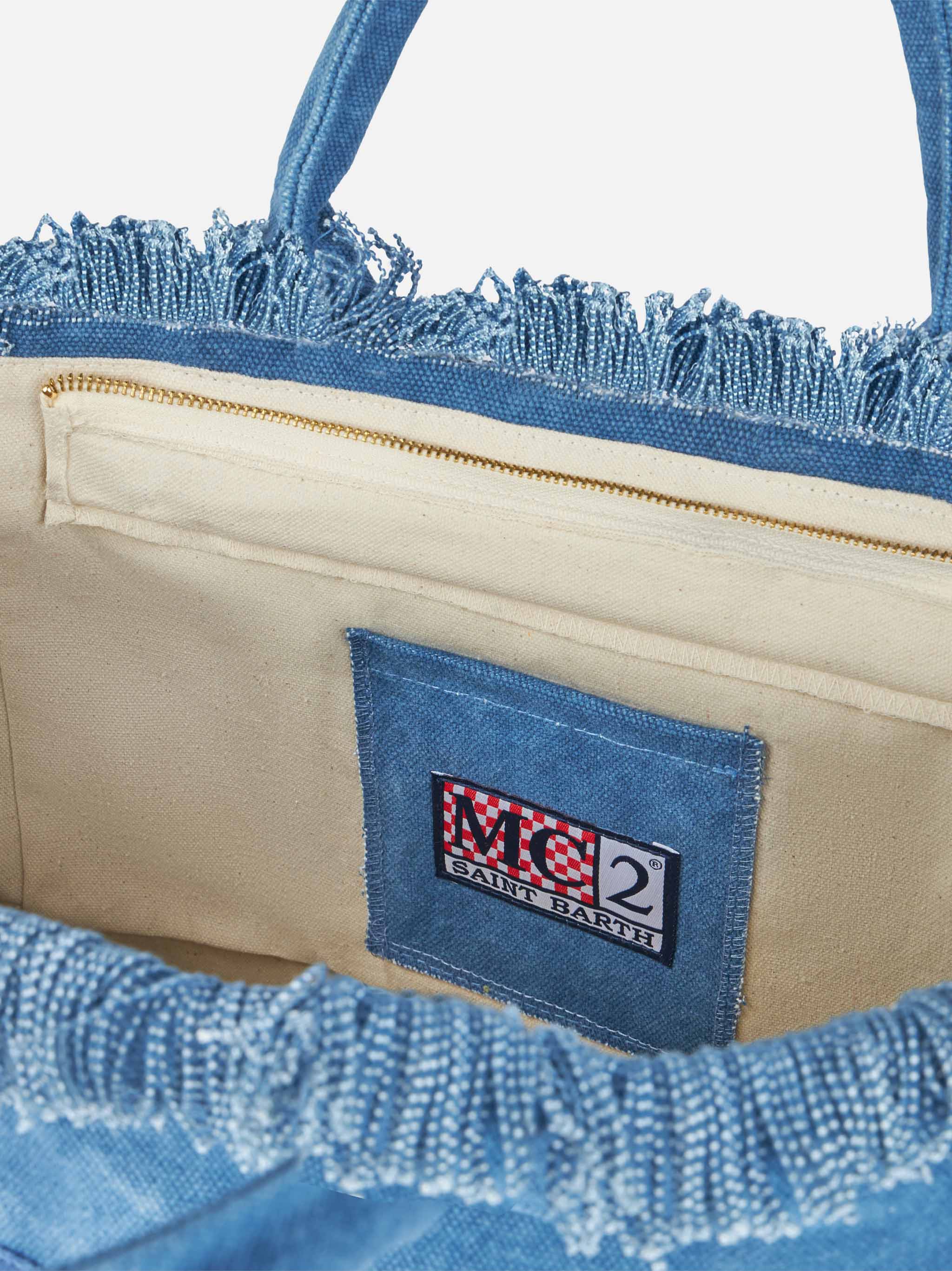 Borsa a spalla Vanity in canvas di cotone con patch logo Saint Barth - Image 5
