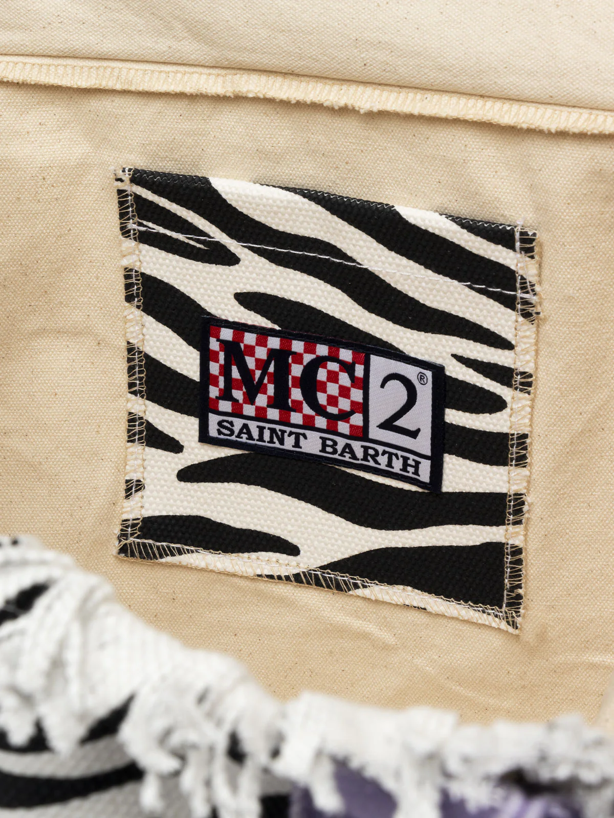 Borsa a spalla Vanity in canvas di cotone con stampa zebrata - Image 5